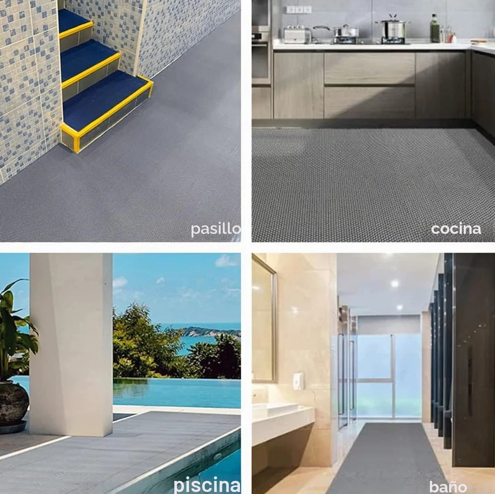 Drenaje antideslizante,Alfombrillas de goma para suelo (90x300 cm, 5.5 mm de grosor, huecas para zona húmeda, pasillo, impermeable, en forma de S, gris, antideslizante, para bar, restaurante