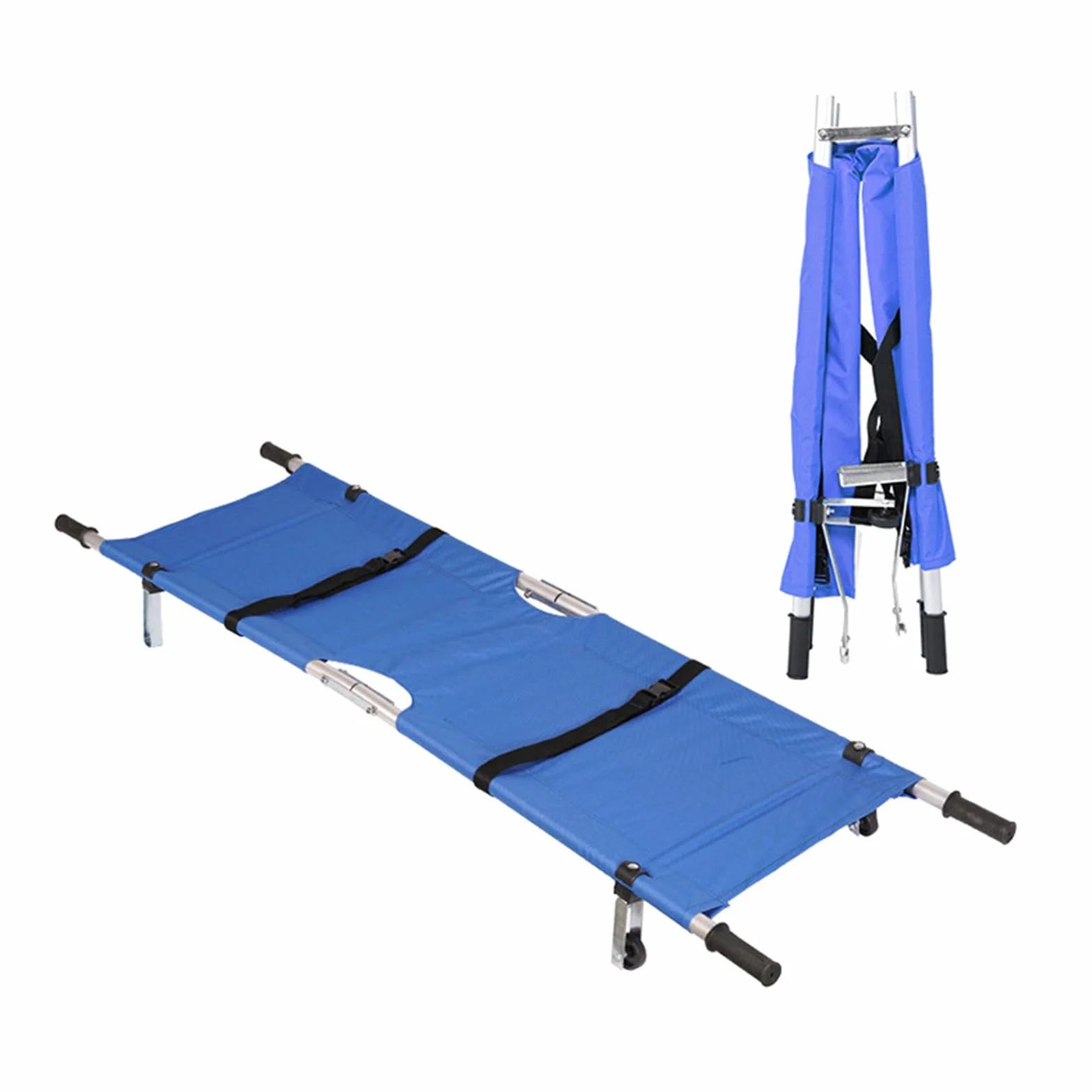 Camilla portátil plegable para emergencias médicas, camilla de tela Oxford impermeable con tablero de metal para ambulancia, transportador seguro de pacientes con ruedas, rodamiento máximo 135 kg, C