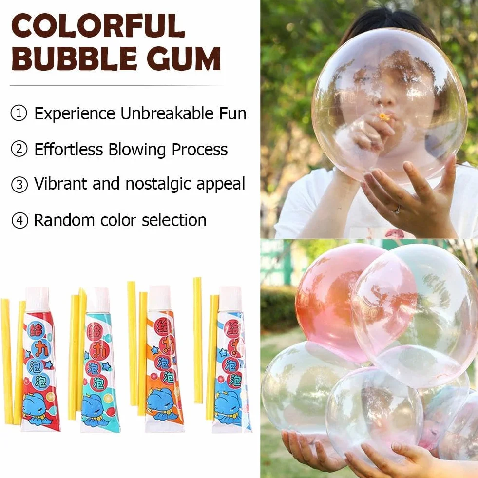 Globos mágicos de burbujas de soplado, pegamento mágico con popote, juguete colorido para fiestas, regalo (5 piezas)