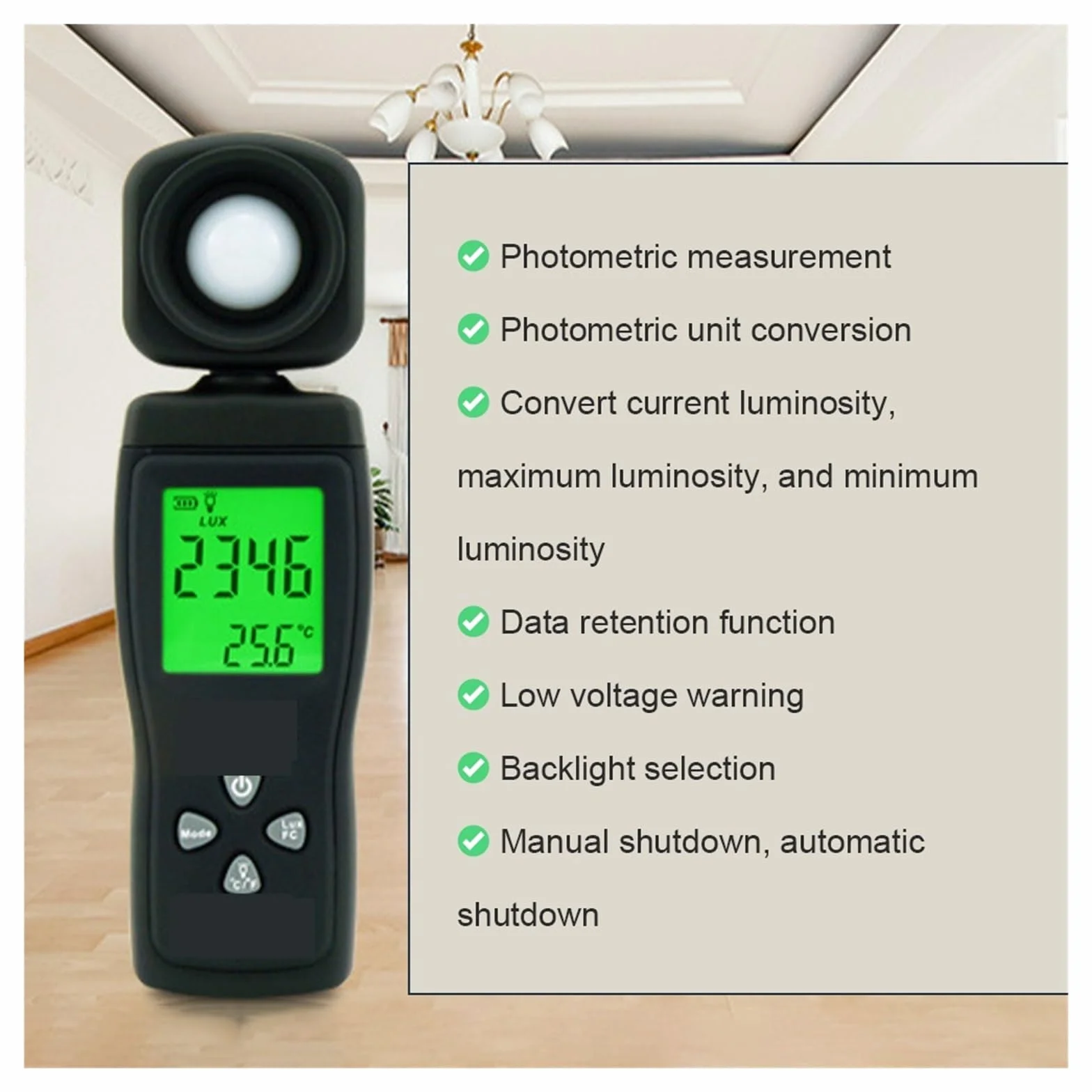 Medidor de índice UV Luxómetro digital portátil 1-200000 lux fotómetro radiómetro UV