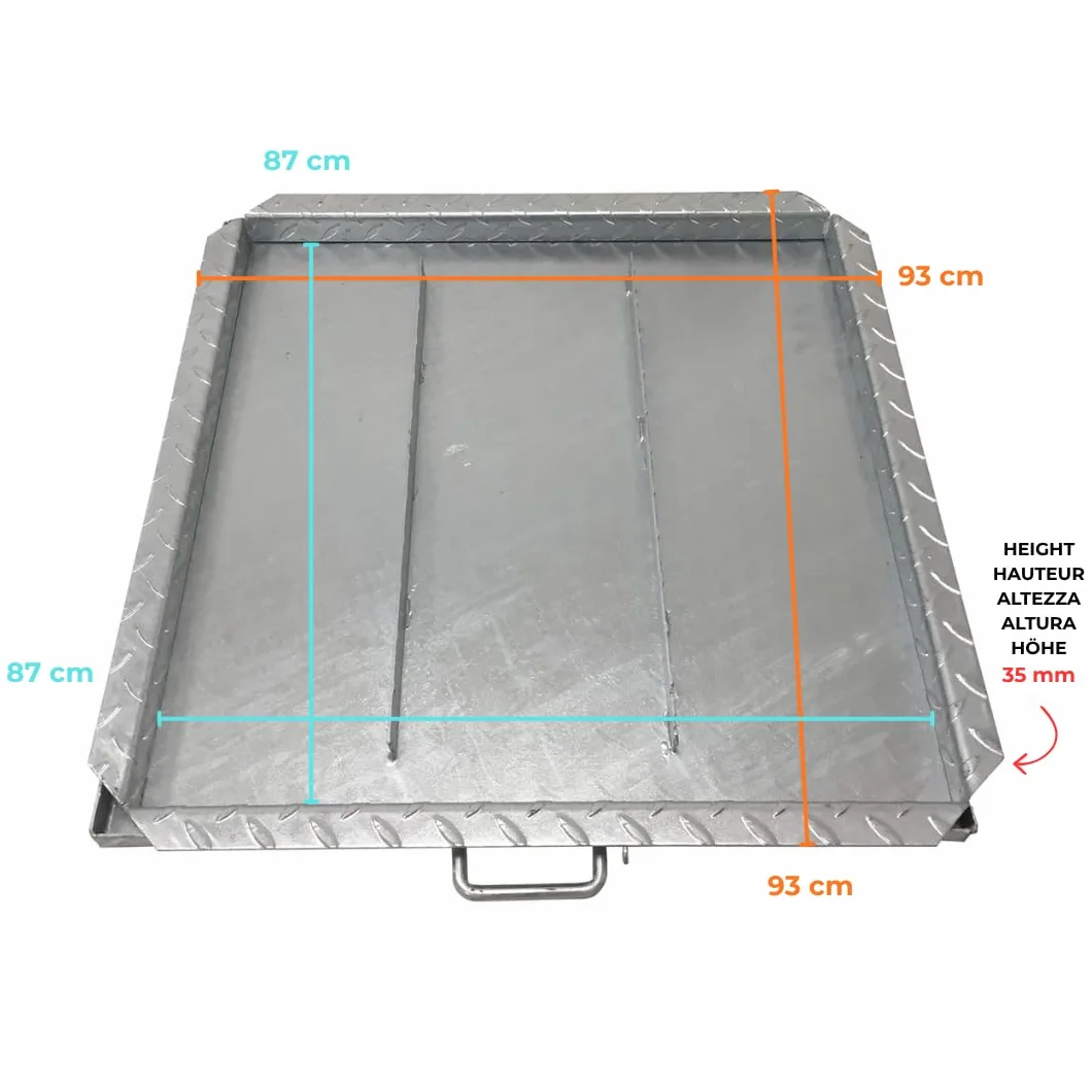 EINSIDE Tapa cisterna, Cierre de depósito galvanizado y moldeado, Alcantarilla galvanizada para inspección, 90 x 90 cm