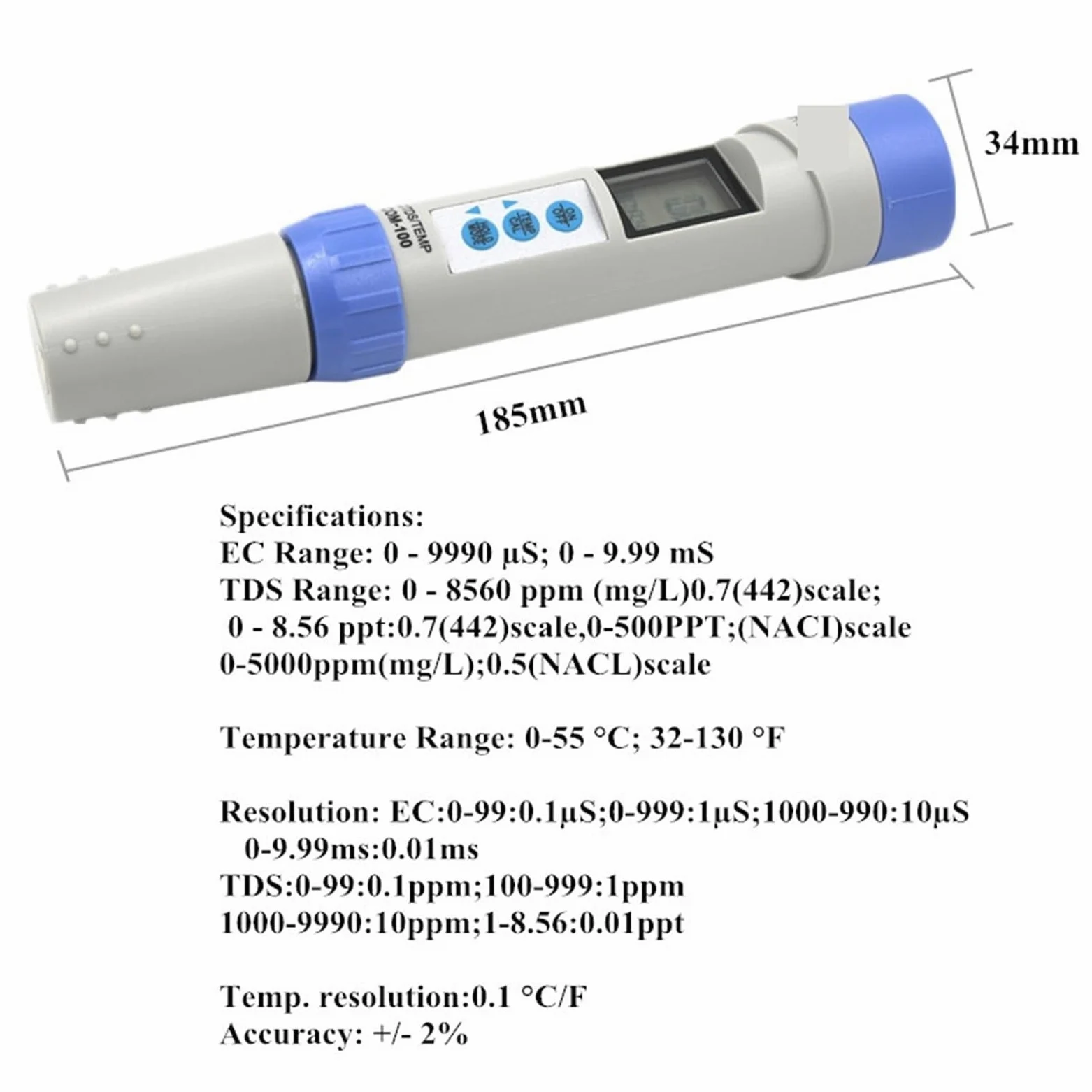 Analizador de CE profesional, medidor TDS, comprobador temperatura con calibración automática y retención datos, herramientas medición for piscinas, Monitor técnico