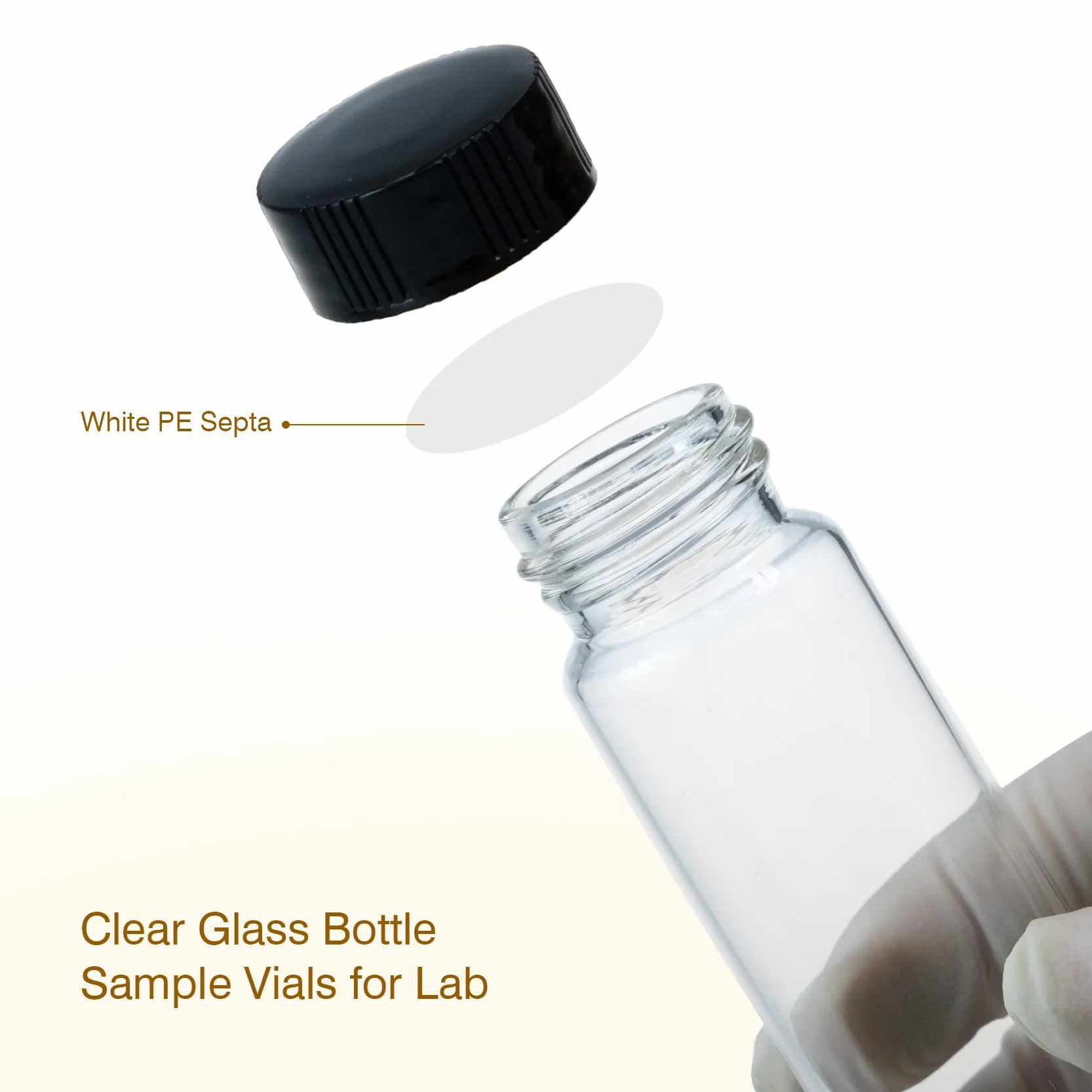 ALWSCI Botellas de Muestras de Vidrio 40 mL 24 mm Tapa PP PE Liner 27,5 x 95 mm