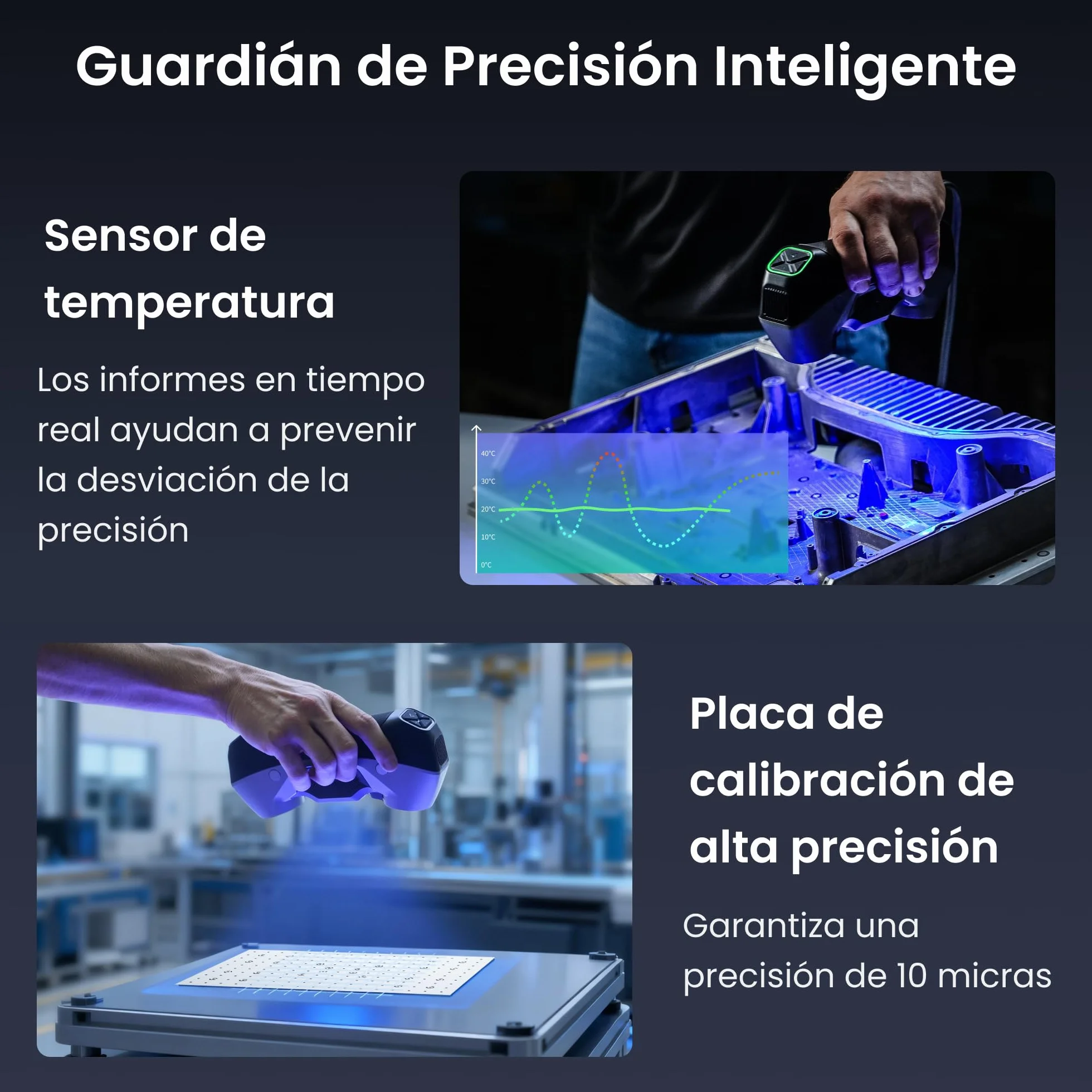 Revopoint MetroY Pro Escáner 3D para Impresión 3D, 5 Modos de Escaneo, Precisión hasta 0,01 mm, Escáner Portátil Láser Azul Industrial 34+15+1, Campo Completo de 62 Líneas, Vista Previa en Tiempo Real
