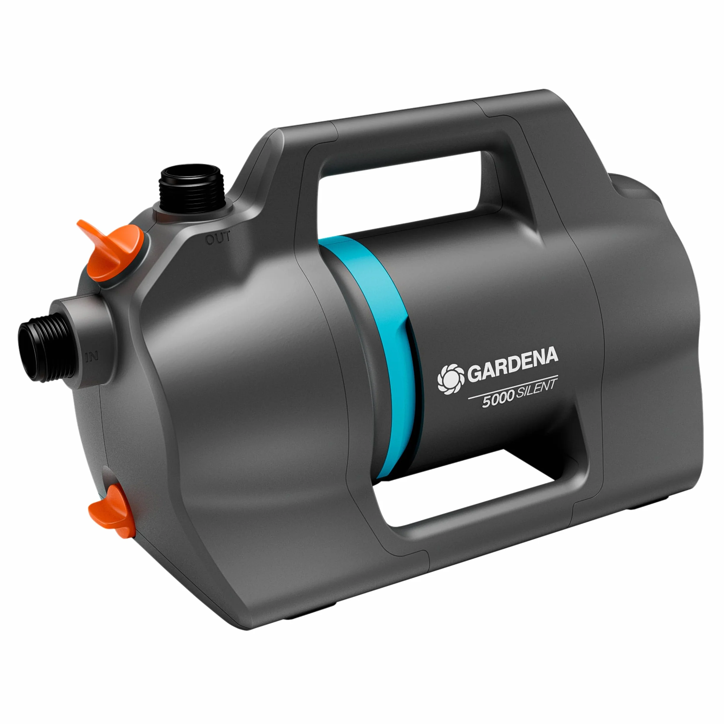 GARDENA Bomba de riego 5000 Bombas silenciosas: 26% más de flujo con el mismo consumo de energía, Tecnología silenciosa, Carcasa resistente a la lluvia y a los rayos UV (9080-20)