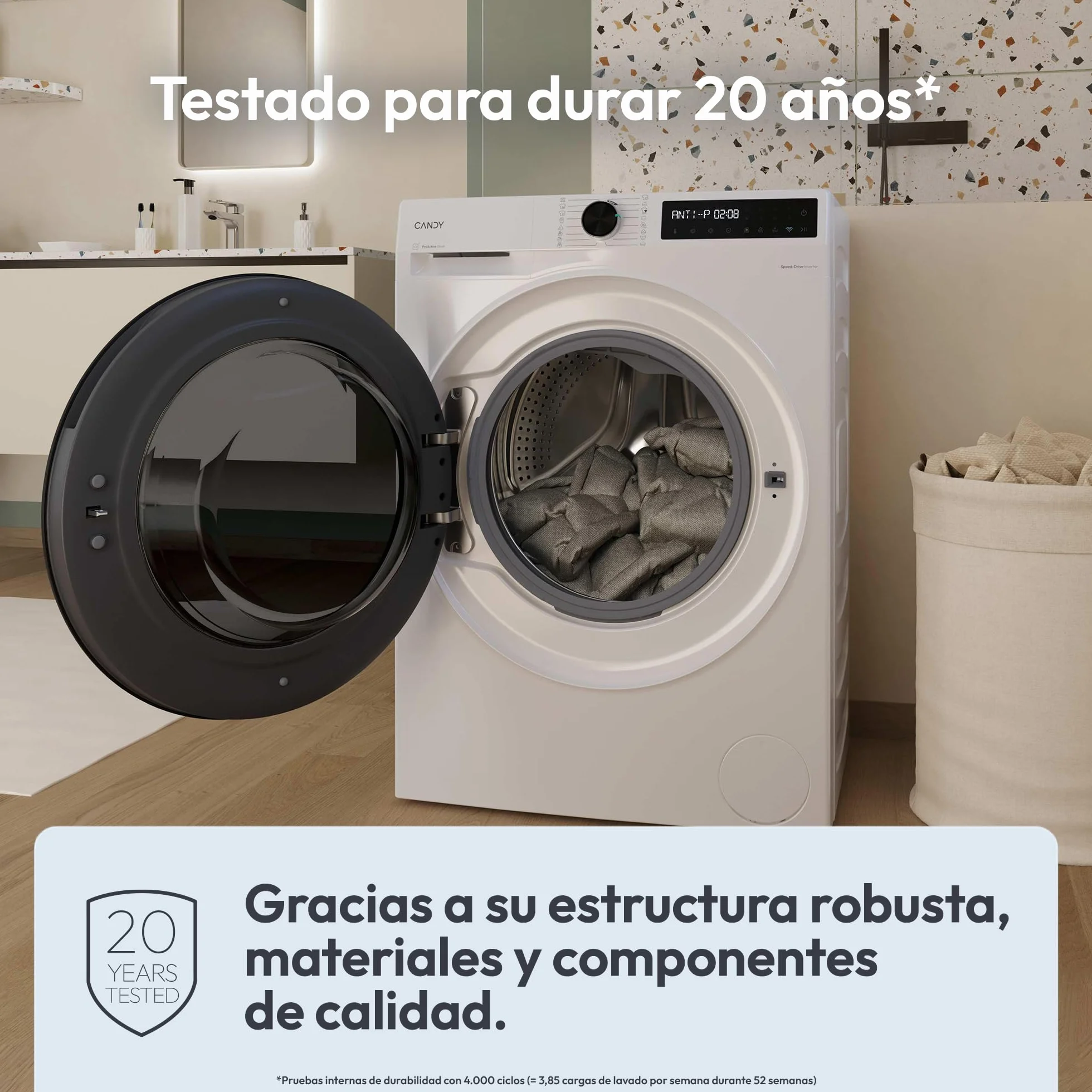 Candy ProWash&Dry 500 BWR 4128BL8-S Lavasecadora 12KG+8KG 1400RPM Motor Inverter SpeedDrive Wifi Blanca