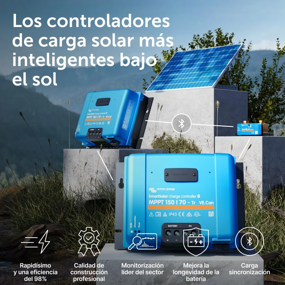 Victron Energy SmartSolar MPPT Tr VE.Can 150V 70 amperios 12/24/36/48-Voltios Controlador de Carga Solar (Bluetooth)