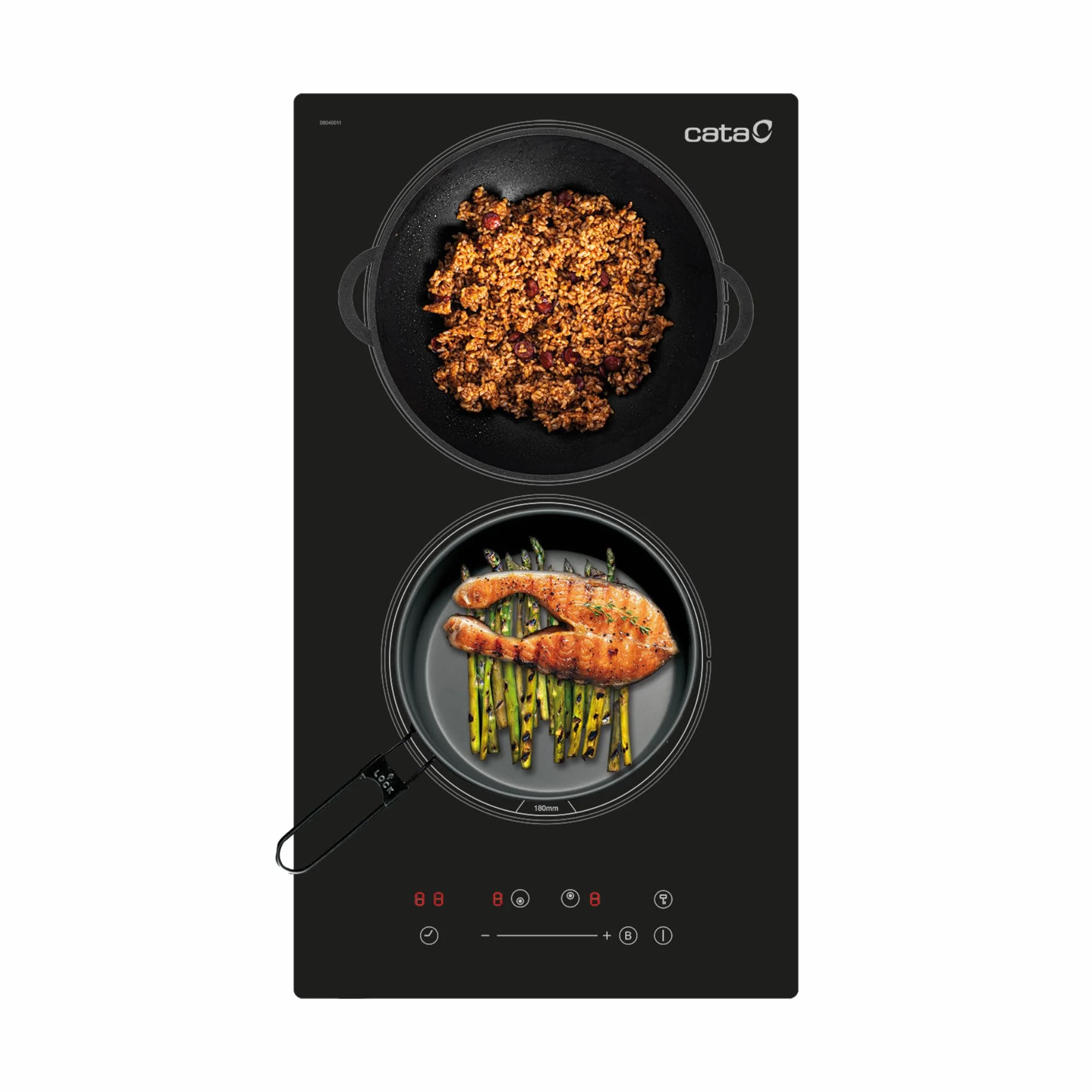 CATA Placa de Inducción ISB 3102 BK 2 Zonas Control Táctil Deslizante 9 Niveles Potencia Booster Temporizador 29 cm Negro