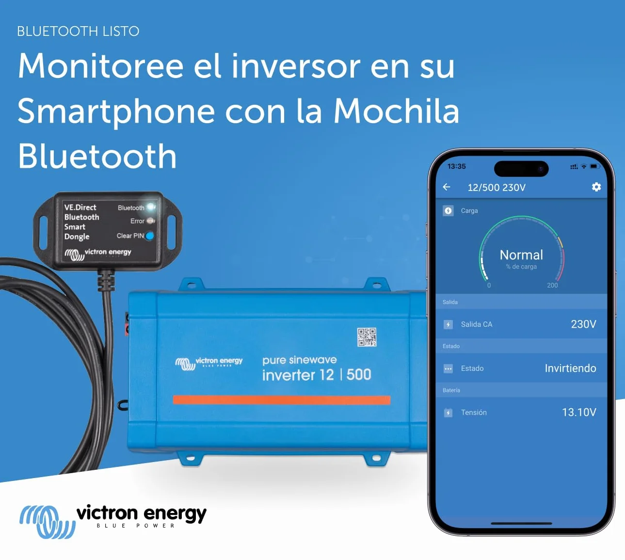 Victron Energy 500VA 12-Voltios 230V CA Inversor de Onda sinusoidal Pura (Schuko)