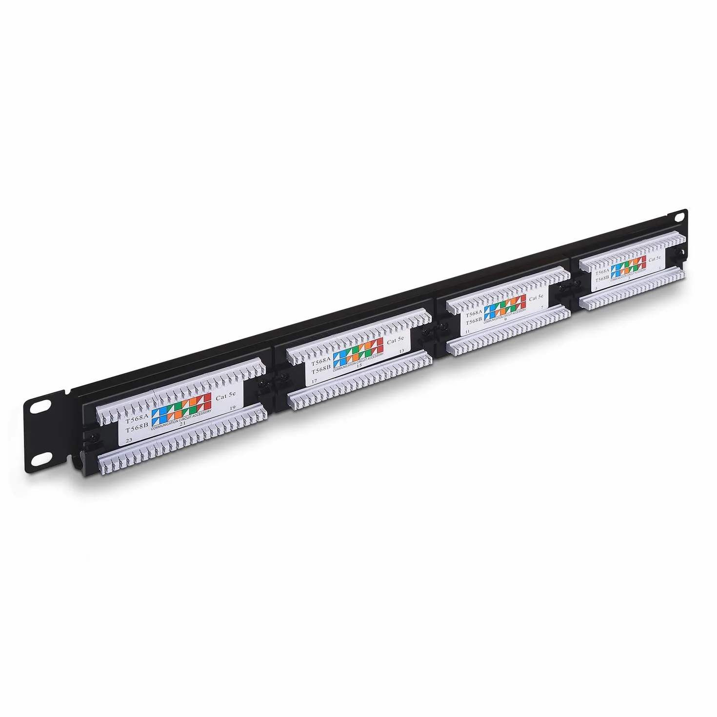 Panel de parcheo 24 Puertos RJ45 19" 1U Dual IDC Negro AISENS A141-0307