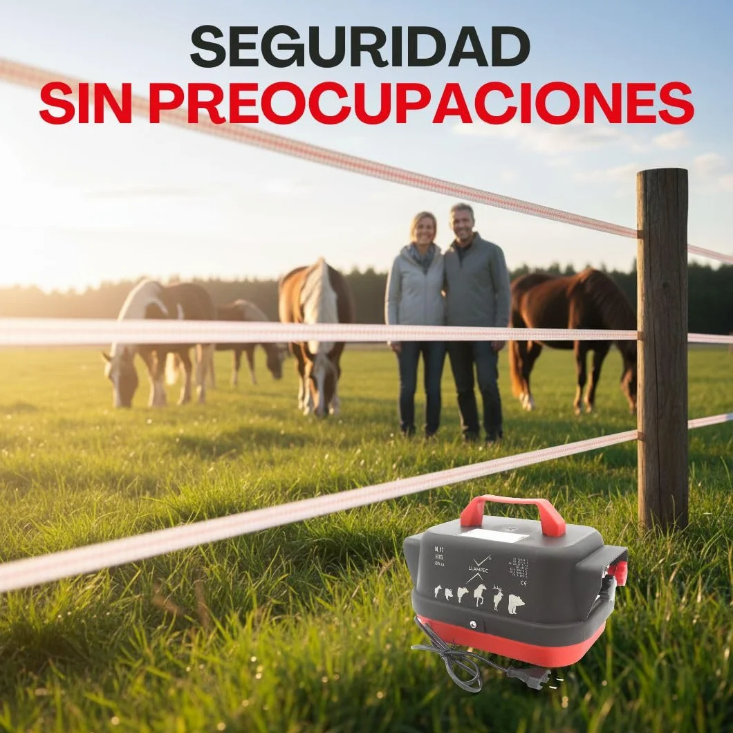 Pastor eléctrico Llampec Mod.17 “Estel” con conexión a red 230V – 6,3 J, 10.000 V y 75 km de alcance – Ideal para ganado equino, vacuno, porcino, ovino y animales salvajes – Fabricado en España