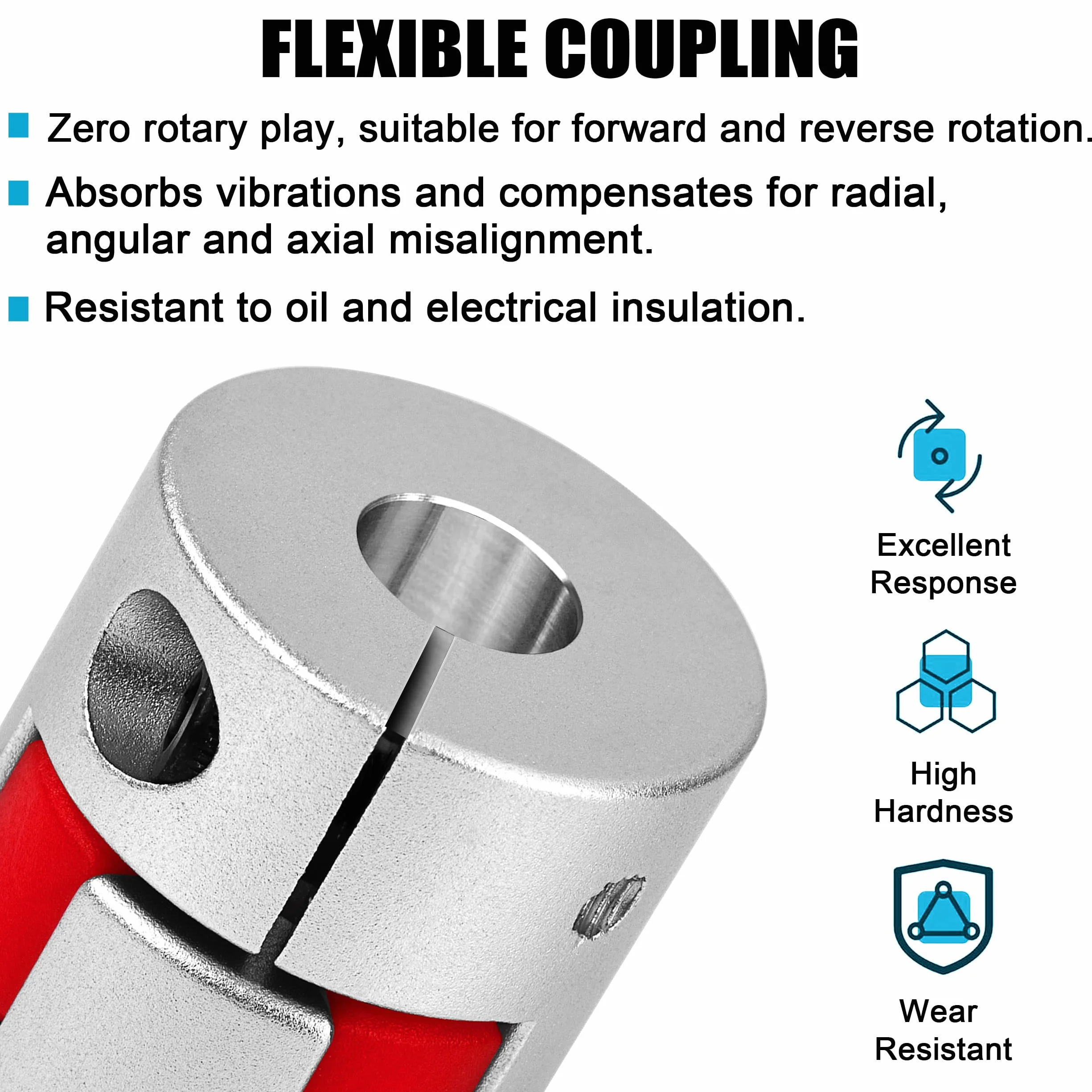 Acoplador Flexible de Eje 5mm a 8mm, Conector Aleación Aluminio para Servomotor Paso a Paso (D20 L30)