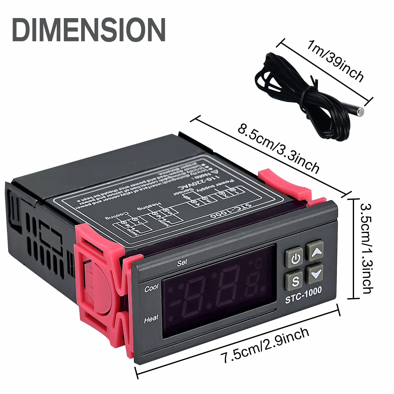 STC-1000 Controlador digital de temperatura Termostato AC 110-220 V Calefacción Refrigeración con Sonda NTC