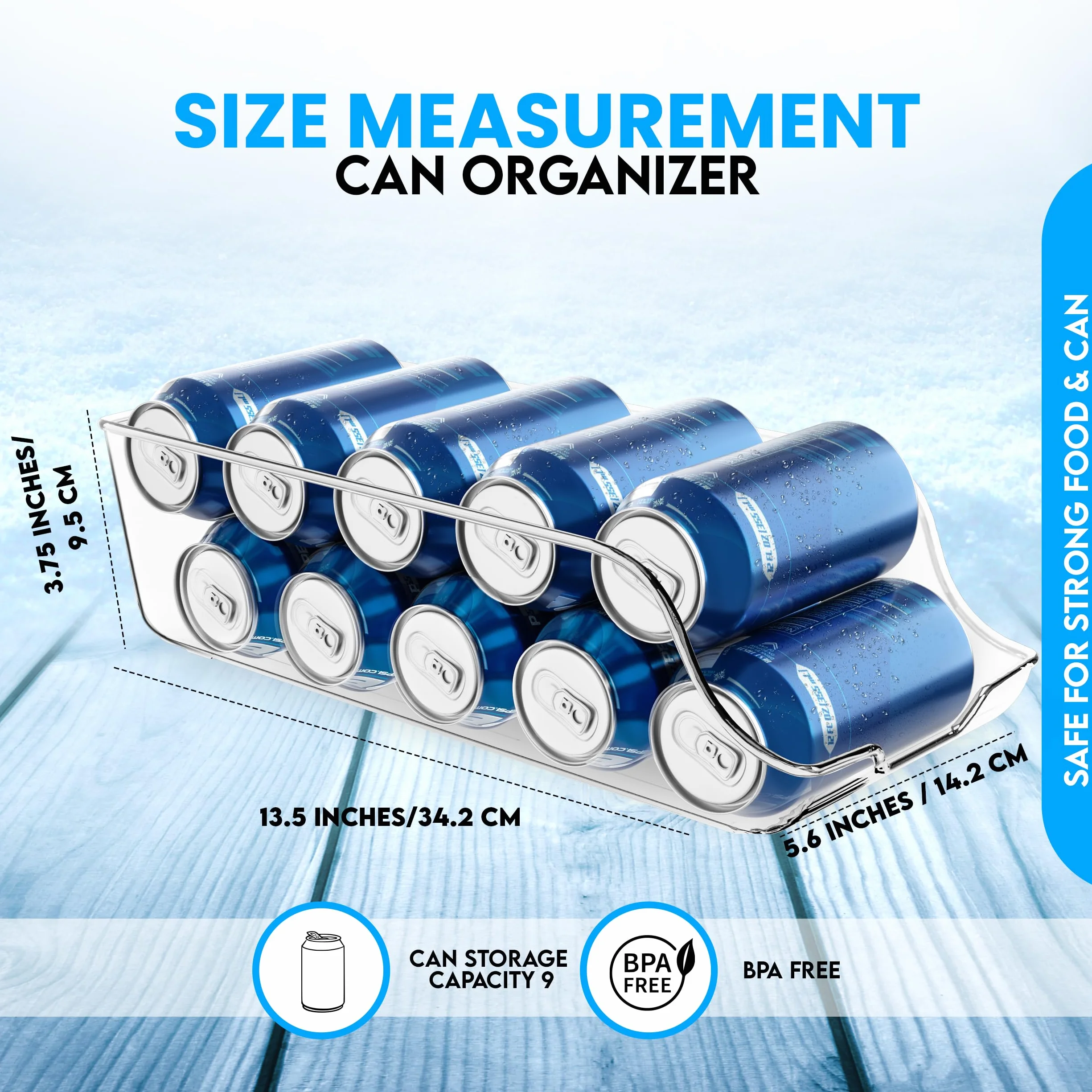 KICHLY Organizador Nevera latas Apilable Ahorra Espacio Dispensador de Latas de Refresco para Despensa Nevera Congelador Lavadero Pack de 2 Claro