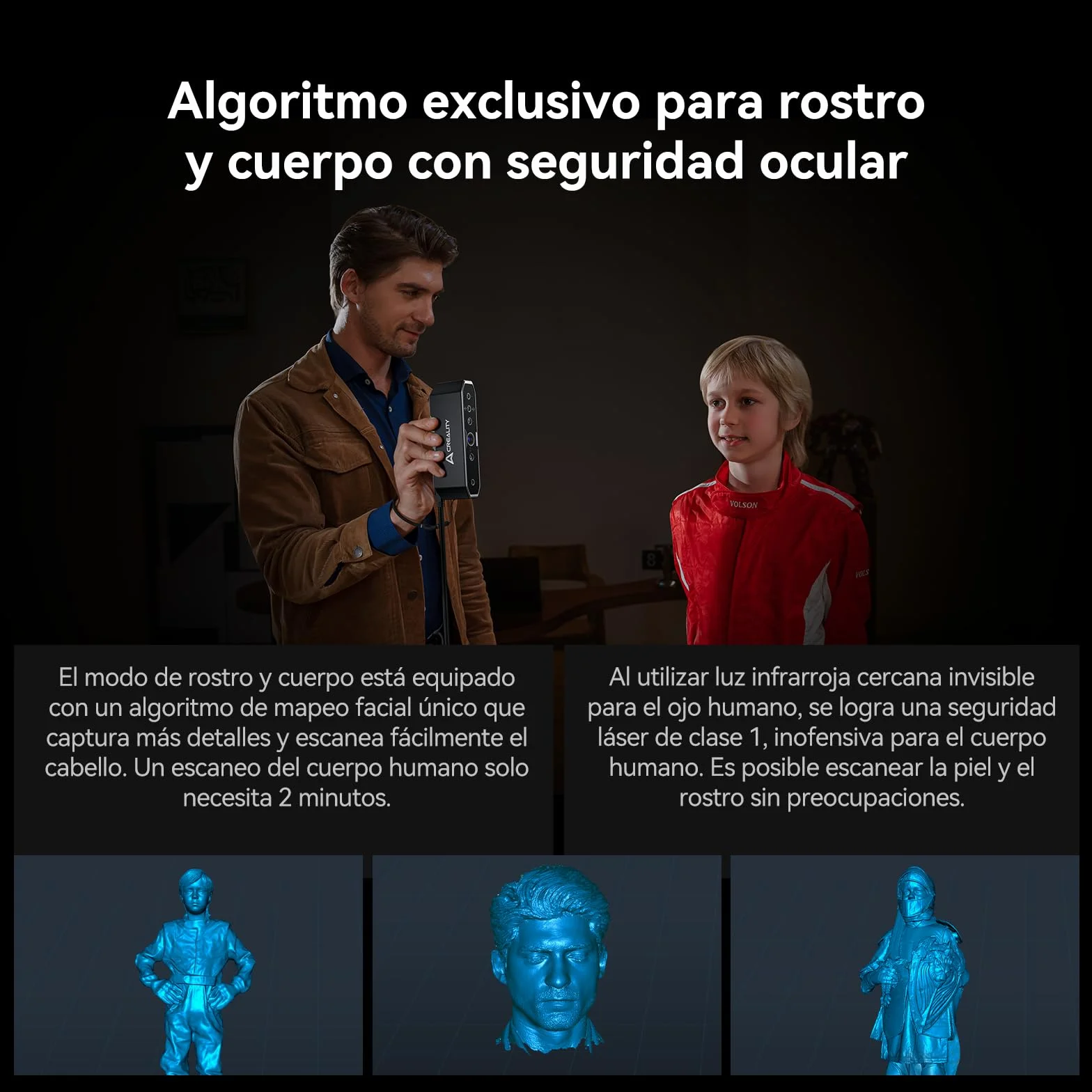 Creality CR-Scan Otter Escáner 3D Portátil para Impresión 3D, Precisión 0.02mm, 20fps, 10-2000mm Escaneo Rango, ≤30000 Lux, con Cuatro-Lentes Visión Estéreo, Seguimiento Antivibración
