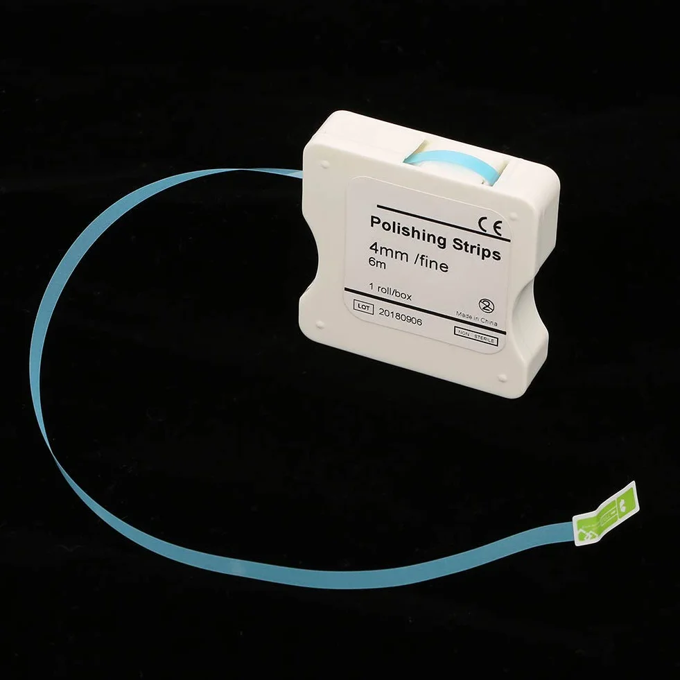 Aramox Tira de pulido dental 1 rollo 4 mm herramienta limpieza bucal para blanquear dientes (azul)