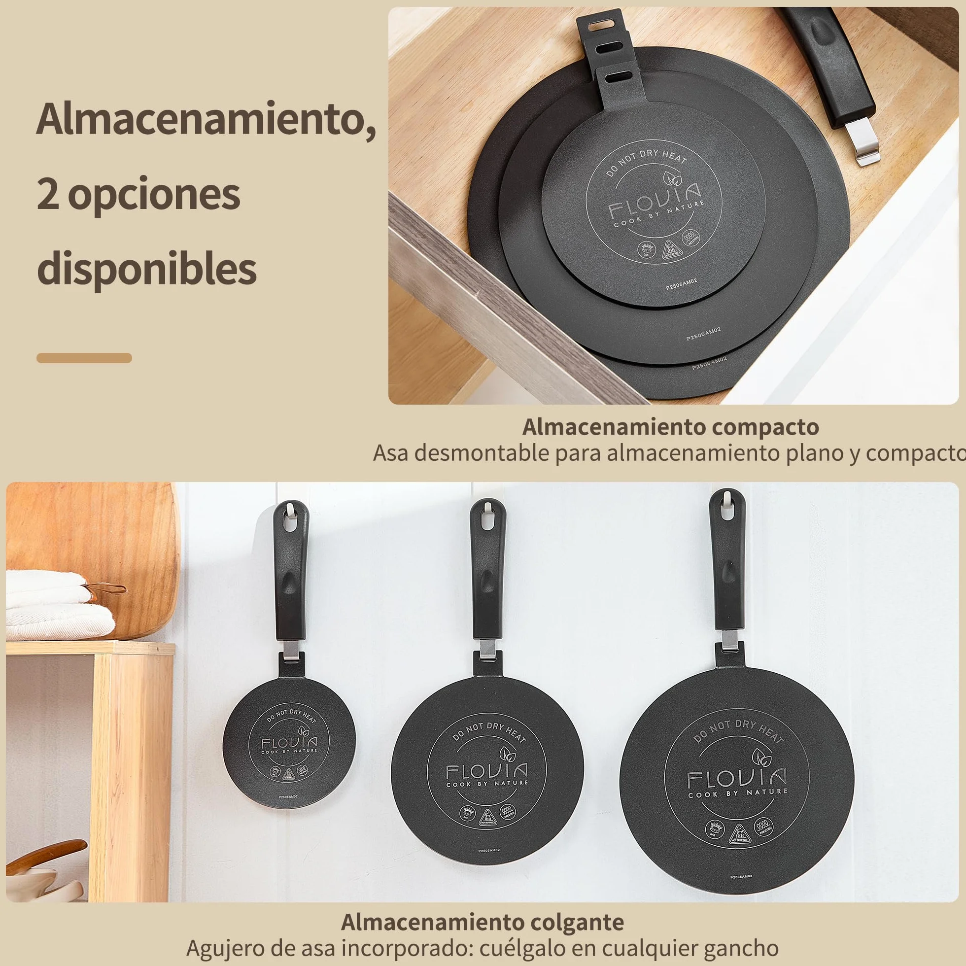 Placa Adaptadora para Inducción con Mango Desmontable, Difusor de Calor 24cm, Negro, Compatible con Cocinas de Inducción, Gas y Eléctricas