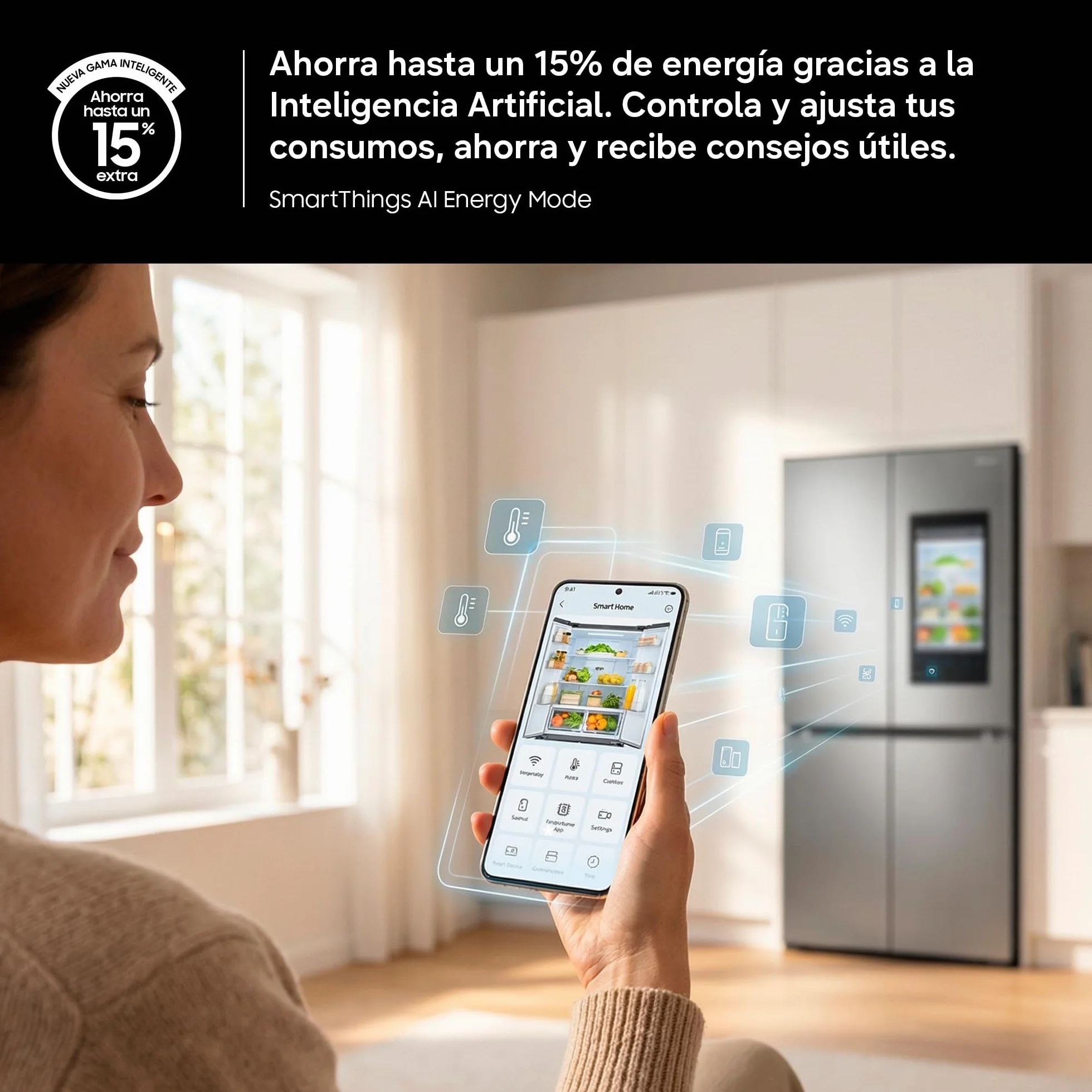 Samsung RB38C605CWW/EF Frigorífico Combi No Frost Blanco Clase C SmartThings AI Energy Mode