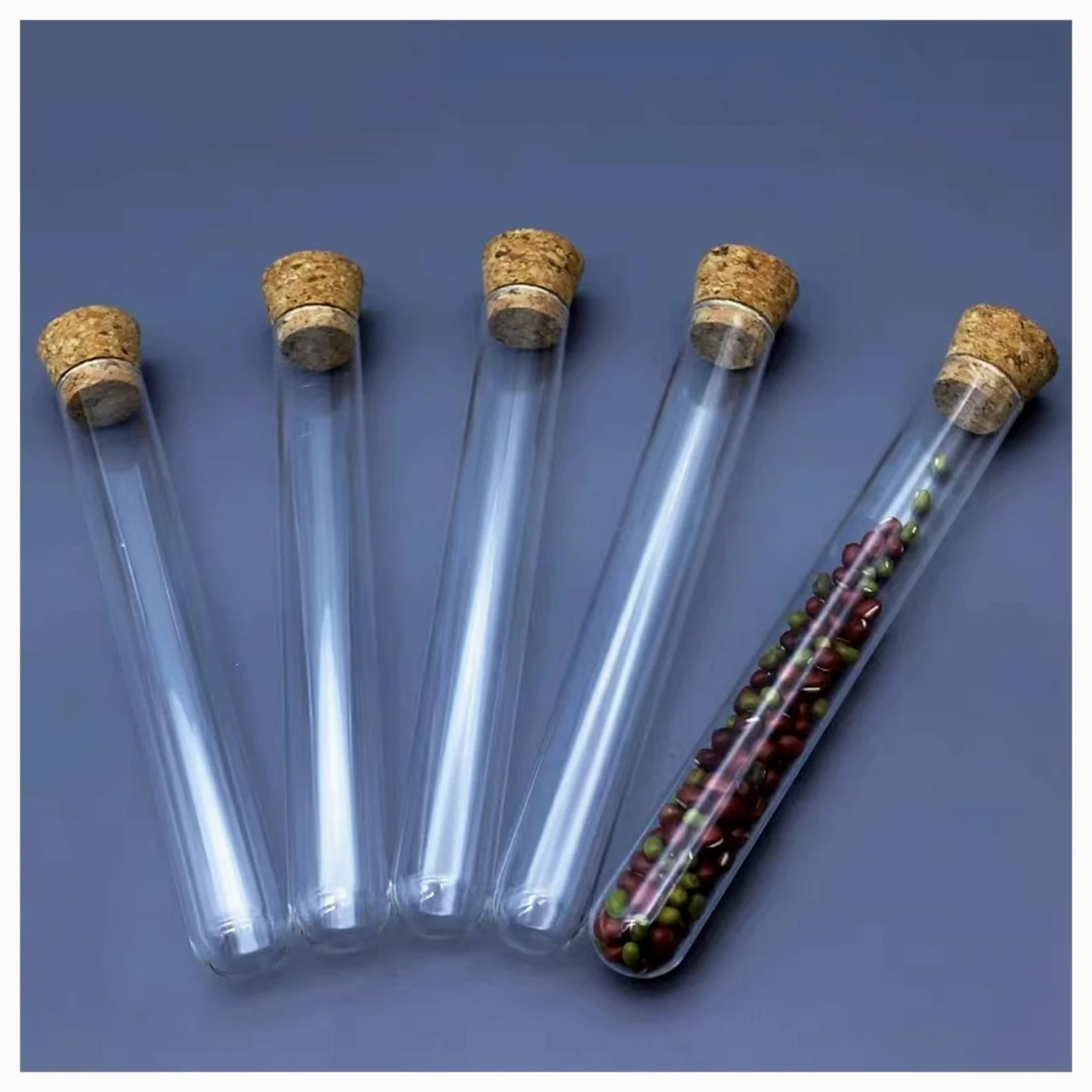 100 unids/pack 12x75mm tubo de ensayo de vidrio de fondo redondo de laboratorio con tapón de corcho cristalería de laboratorio