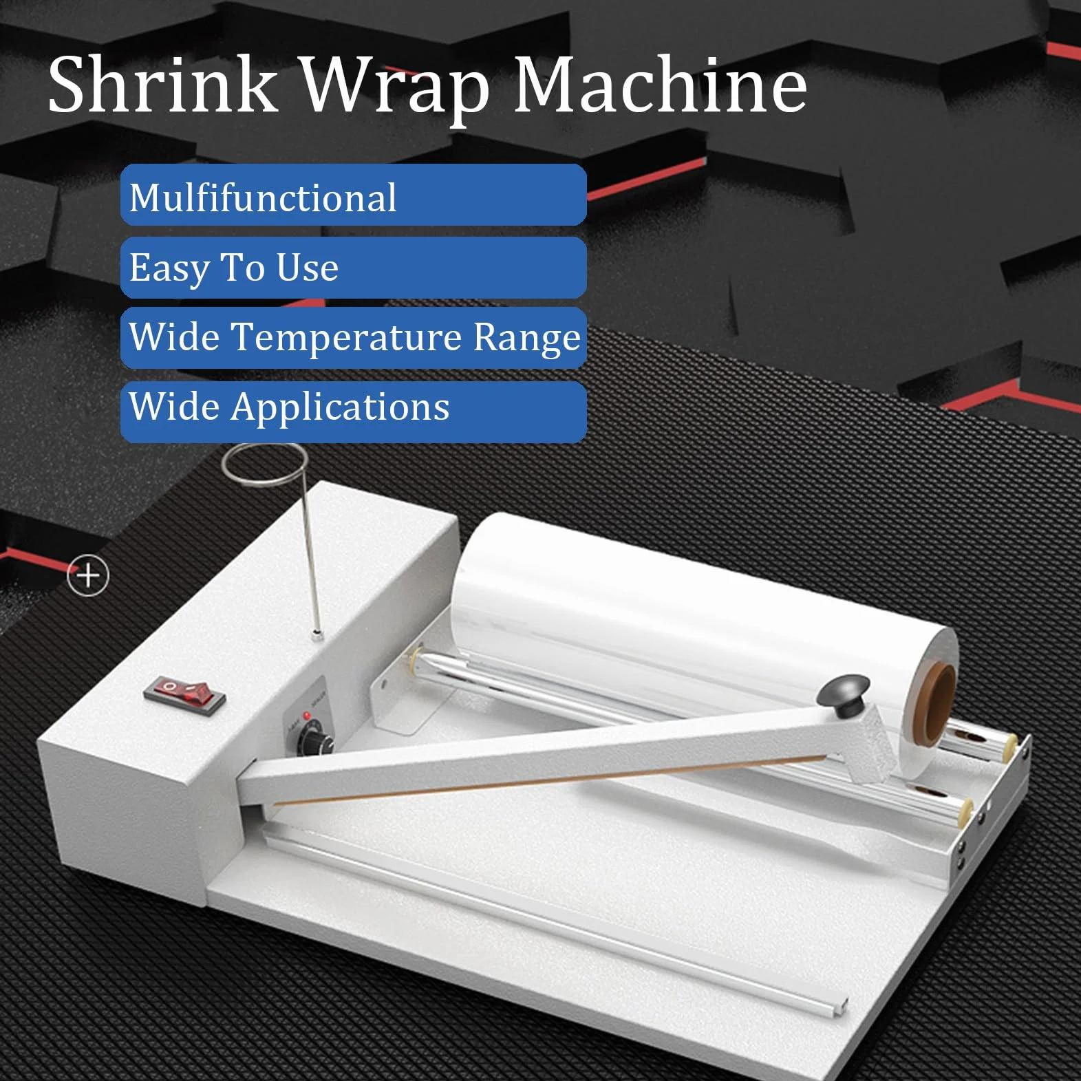 Máquina de Envoltura Retráctil con Pistola de Calor, Máquina de Envoltura Manual 2 en 1 para Embalaje de Cajas de Libros de Alimentos, Sellador de Película Retráctil,60cm