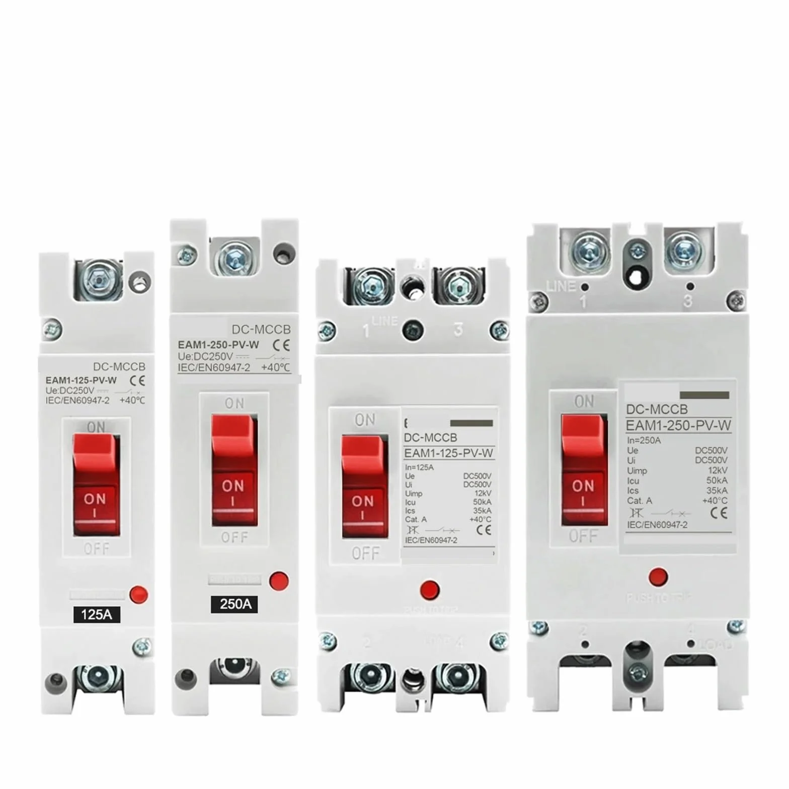 DC 250V 500V DC Solar Molded Case Circuit Breaker MCCB Overload Protection Switch Protector for Solar Photovoltaic PV 100A 125A(2P,160A)
