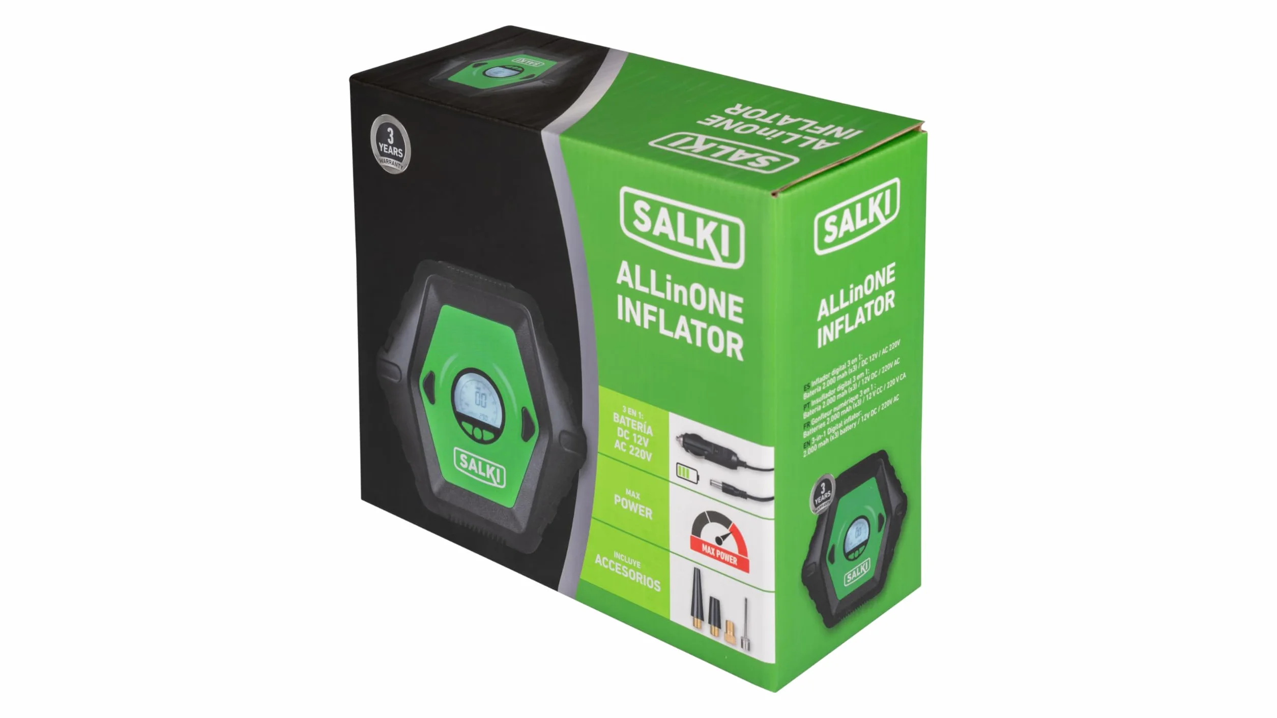 Compresor de Aire Portátil Multifuncional, Inflador de Ruedas para Coche Bicicleta Batería 2000 mAh