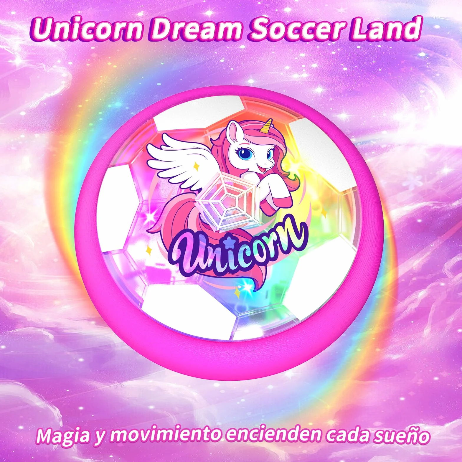 Unicornio Balon Futbol Luminosos Juguetes Niños 4-12 Años Air Power Football Flotante Regalo Navidad Cumpleaños