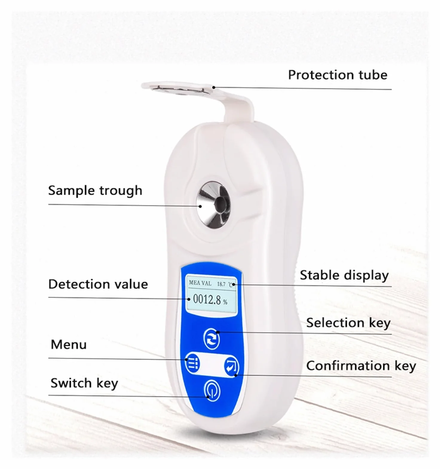 Refractómetro Digital Meter Refractómetro Digital de índice de refracción 0-53% Azúcar en concentración de Vino