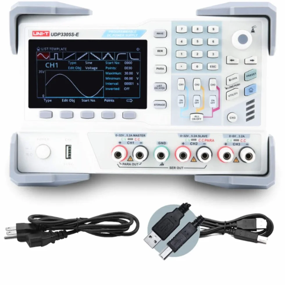 Uni-T UDP3305S-E - Fuente de alimentación de Laboratorio Lineal programable DC con 4 Canales, 328 W, resolución de 10 mV, 1 mA; Voltaje: <0,3%+20 mV de Corriente<0,2%+5 mA de precisión de Ajuste