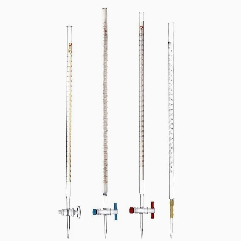 Bureta de Vidrio Borosilicato Clase A - Titulación Laboratorio Profesional, 10ml 25ml 50ml, Llave PTFE(Brown acid 50ml)