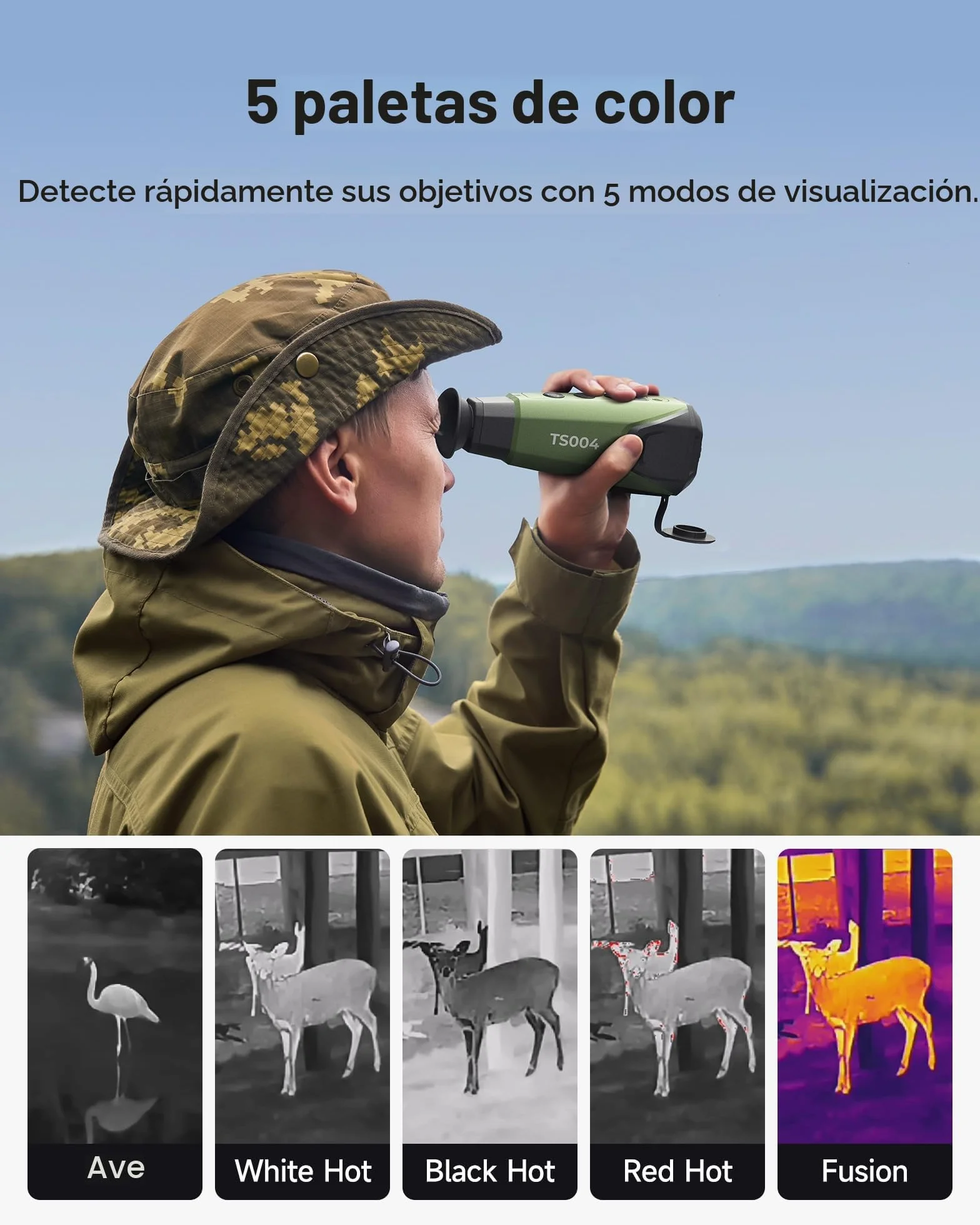 TOPDON Monocular termográfico TS004, 320x240 TISR Alta Resolución, 13 mm, 50 Hz, 32 GB de RAM, 11 Horas de batería, Ideal para exploración Nocturna al Aire Libre, observación de Fauna y Caza
