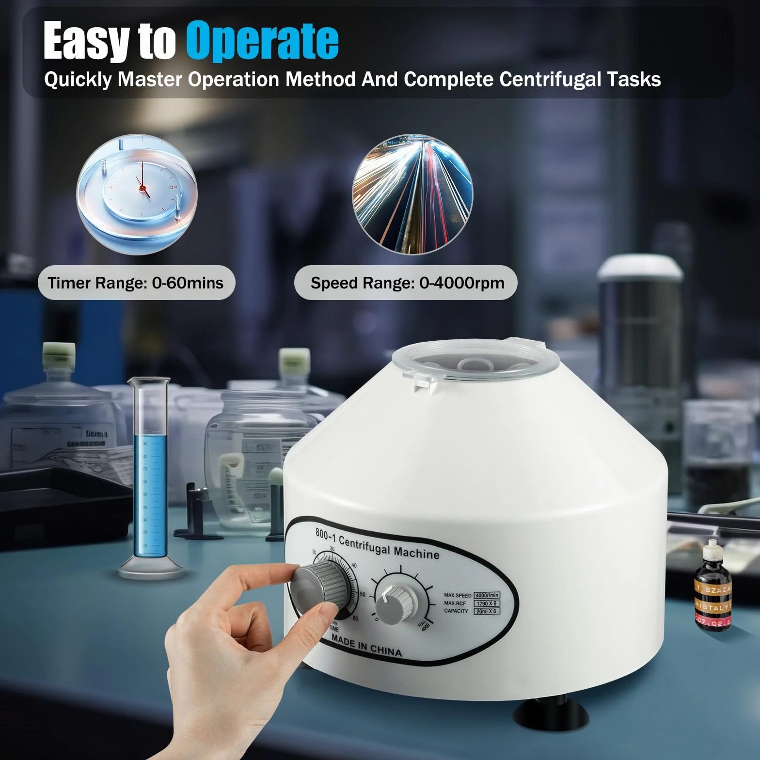 Centrifugadora de mesa para laboratorio EU Lab 25 W 220 V 0~4000 rpm 1960 factor separación 0~60min tiempo