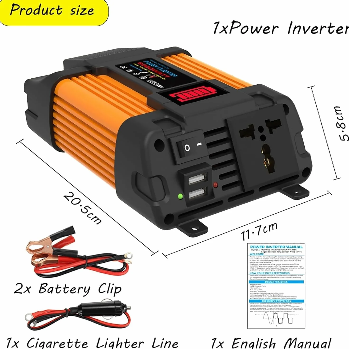 Kit completo de inversor de 4000 W y 6000 W con control solar de 50 A y paneles solares de 100 W, sistema de red Doméstica para sistemas de generación de energía y exteriores (6000 W, 12 V-220 V)