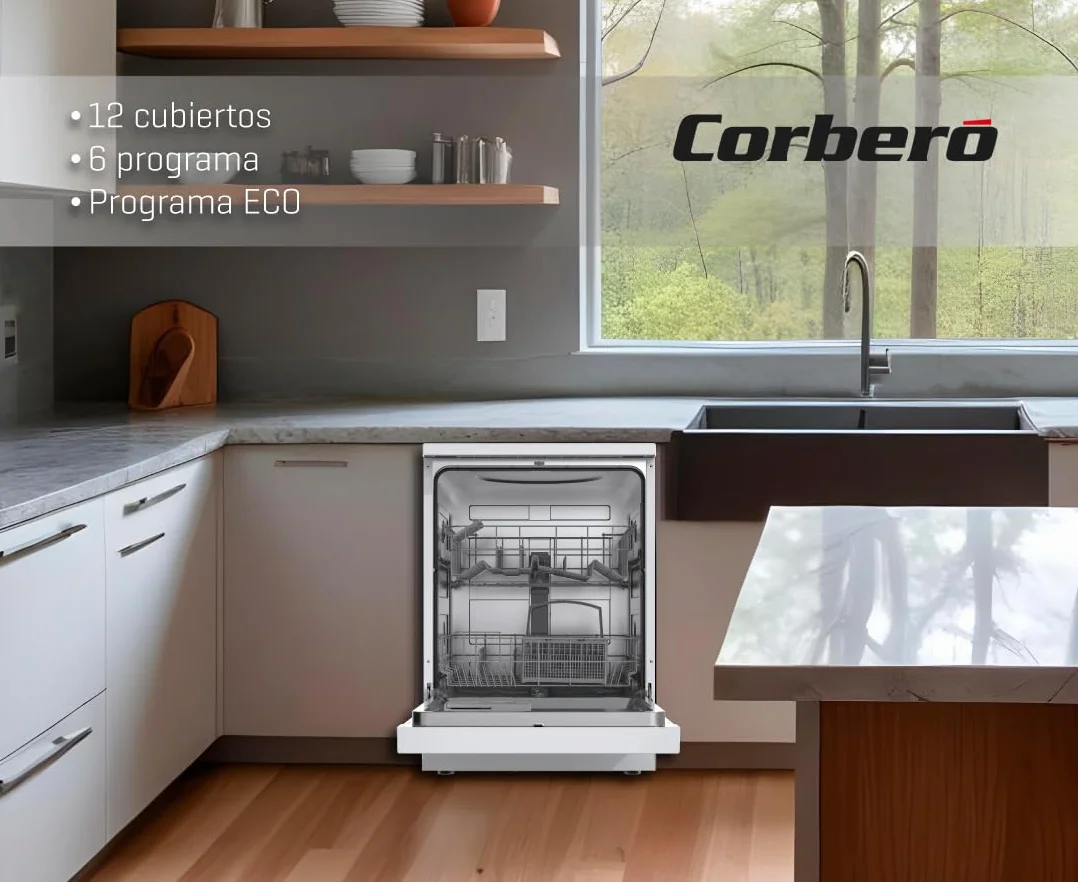 Corbero Lavavajillas Plus 60 cm CLVM605W 12 Servicios 6 Programas Display LED Blanco