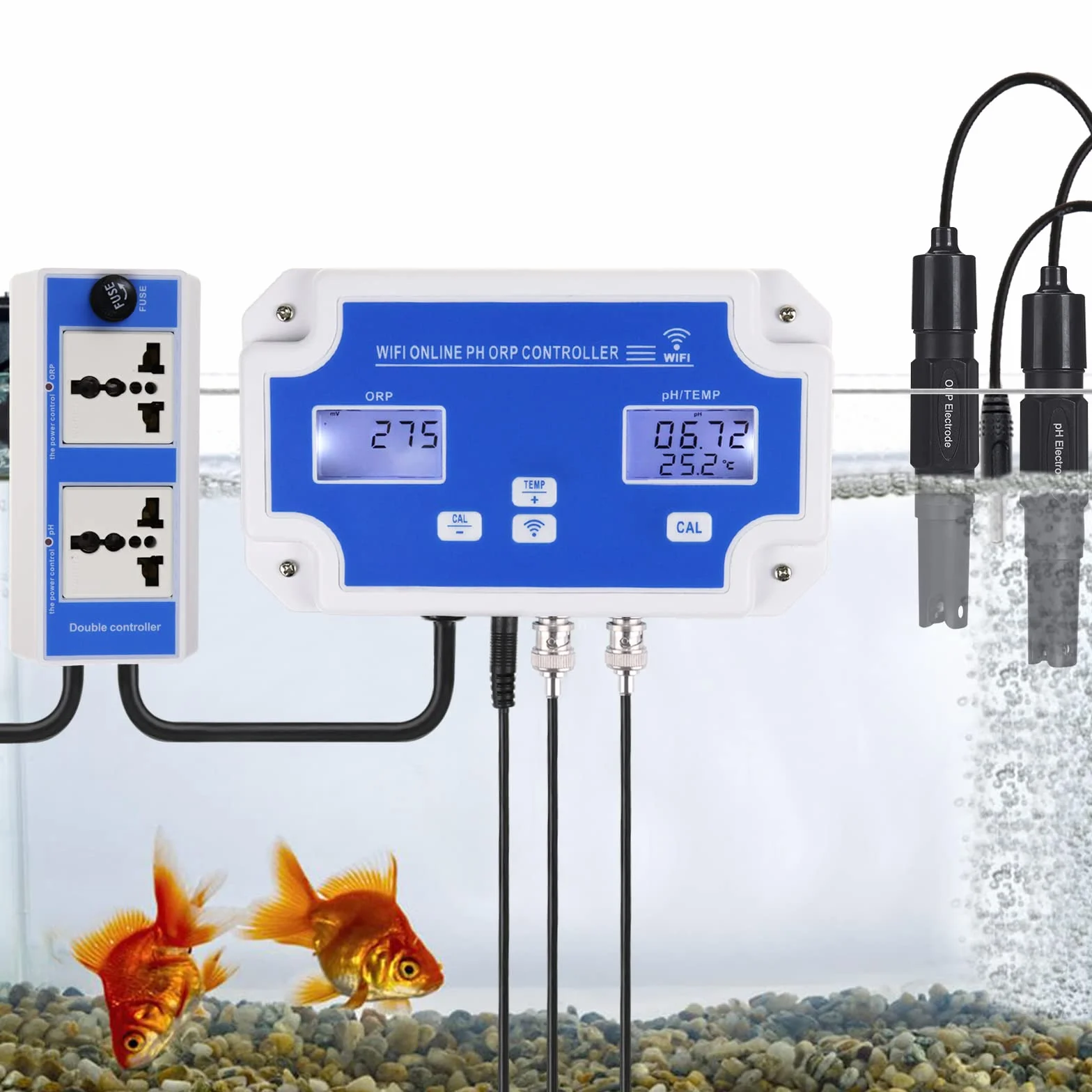 Medidor pH ORP Temperatura 3 en 1 Driver Inteligente con Control Remoto para Hidropónica Acuario Piscina