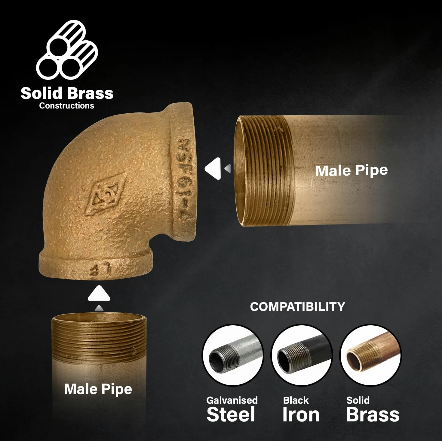 Everflow BRRL1124-NL codo reductor de latón de 90 grados sin plomo con extremos roscados hembra, construcción de latón, resistencia a la corrosión más alta económica y fácil de instalar