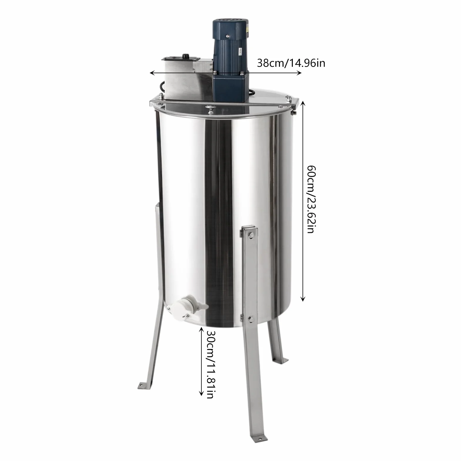 Extractor de miel eléctrico, 3 marcos, 140 W, 370 rpm, extractor de miel de acero inoxidable, 38 x 60 cm