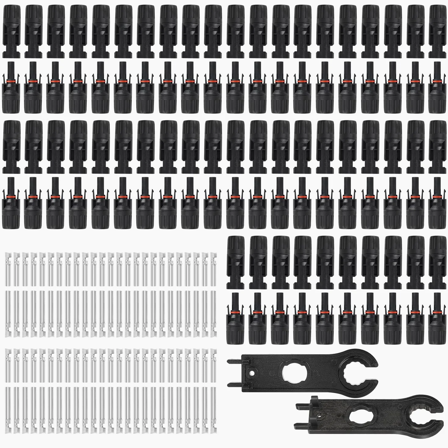 Conectores solares, 50 pares de conectores MC4, conectores de panel solar, IP67 1000 V 30 A, impermeables, macho/hembra, conectores de cable de panel solar (50 pares de conectores para 2,5/4/6 mm² con