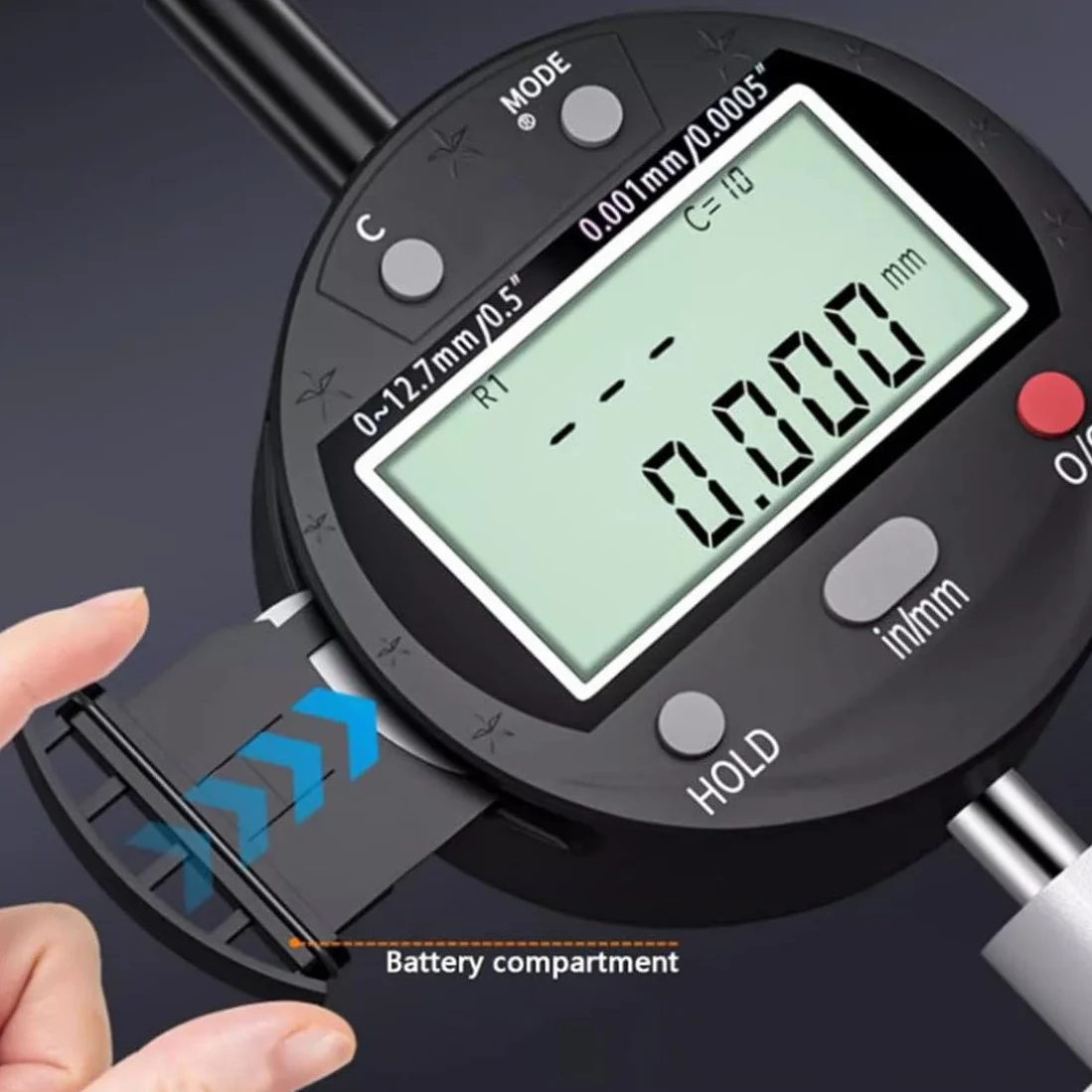Medidor de radio digital de alta precisión, radio electrónica, radio de medición de 0,2" - 27,5"(5 mm - 700 mm), con medición intercambiables de 10 mm/20 mm/30 mm/60 mm/100 mm
