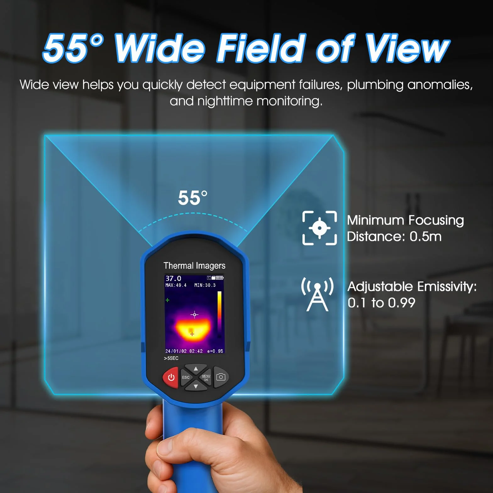 Cámara Termográfica Infrarroja, 32x32 IR Thermal Imaging Camera, -40°C a 330°C, Cámara Infrarroja para HVAC Climatización, Advertencia de Equipos, Inspección de fugas