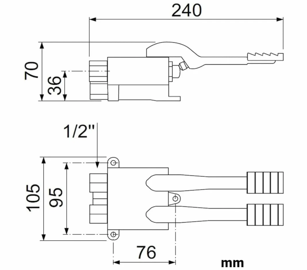 RO Linea Blanca ® Grifo Pedal Doble Mezclador Para Fregadero Agua Fria Y Caliente Acero Inoxidable Entradas Y Salida 1 2 Hembra Montaje En Suelo Bajo Fregadero Ahorro Agua Manos Libres Hosteleria