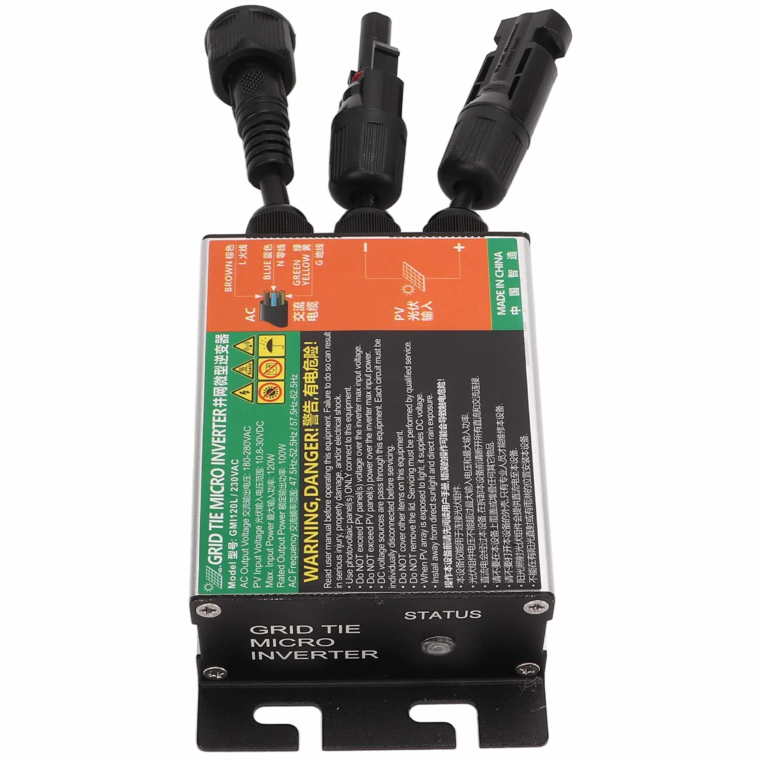 VOBOR 120W MPPT Micro inversor de conexión a Red,12V a 25V MPPT inversor de conexión a Red Micro inversor de Onda sinusoidal para Sistemas solares pequeños, Resistente al Agua