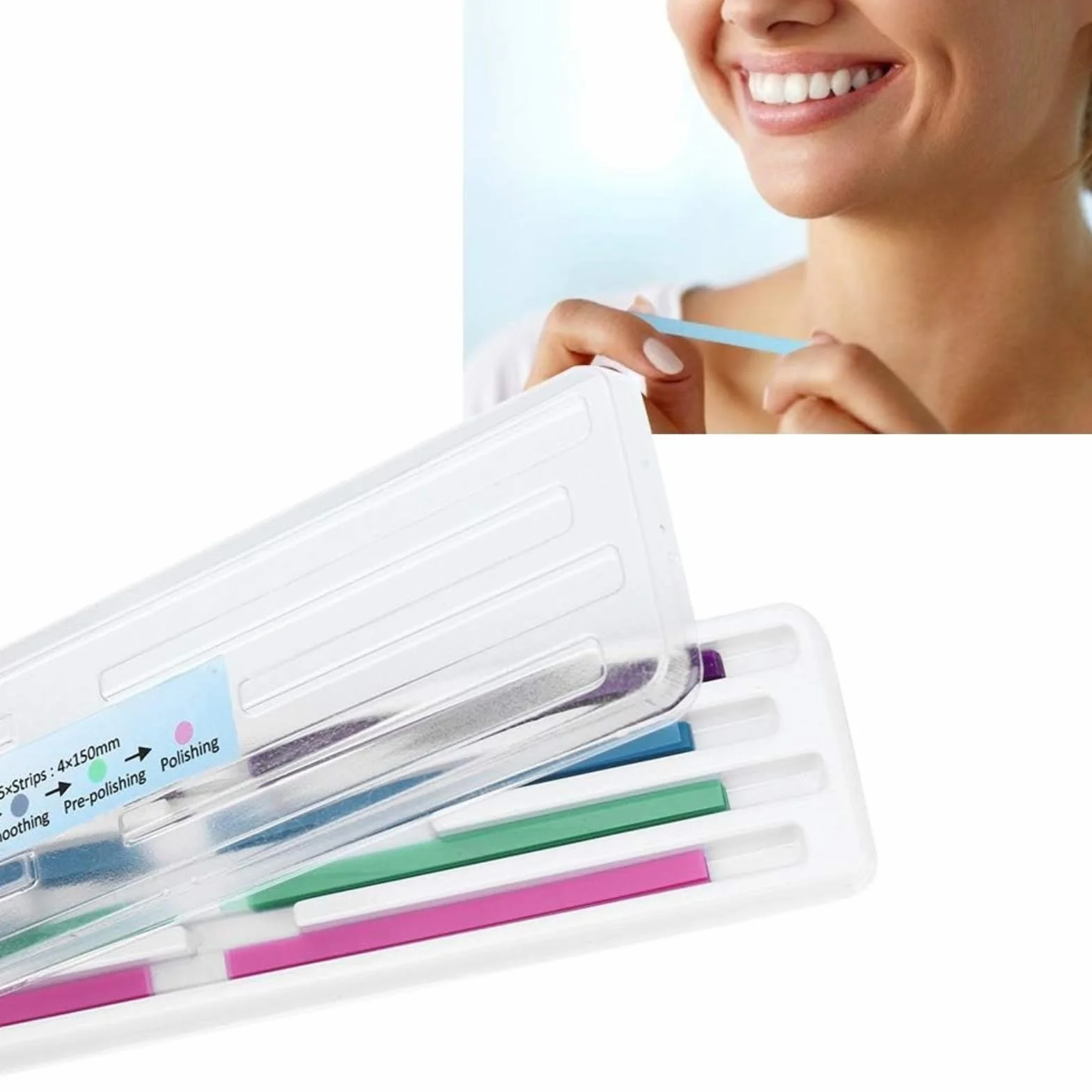 VIFER Tiras Dentales Abrasivas 60 Piezas, Kit de Pulido y Contorneado Dental 4mm x 150mm