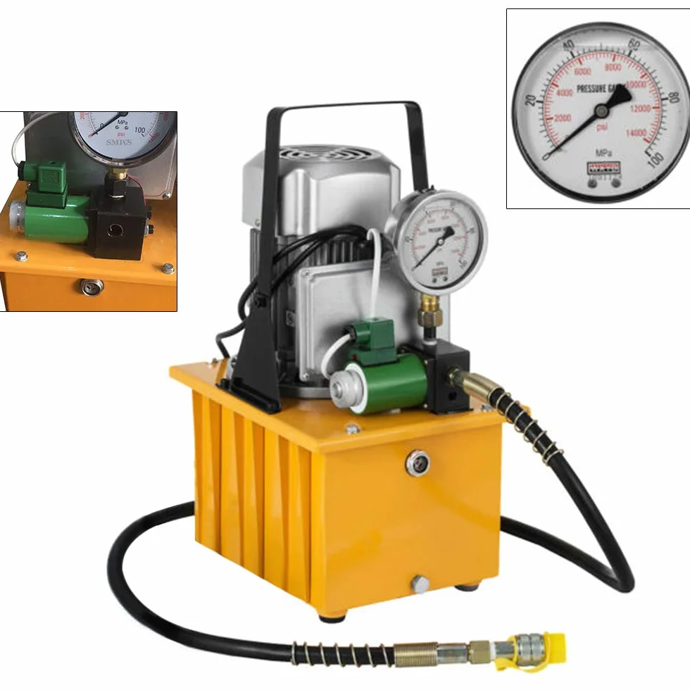 Bomba hidráulica eléctrica de 750 W, control de pedal, 1400 rpm, bomba electrohidráulica de acción única 2-70 Mpa, unidad hidráulica de 1,54 Gal para doblar/enderezar/montar, enchufe de la