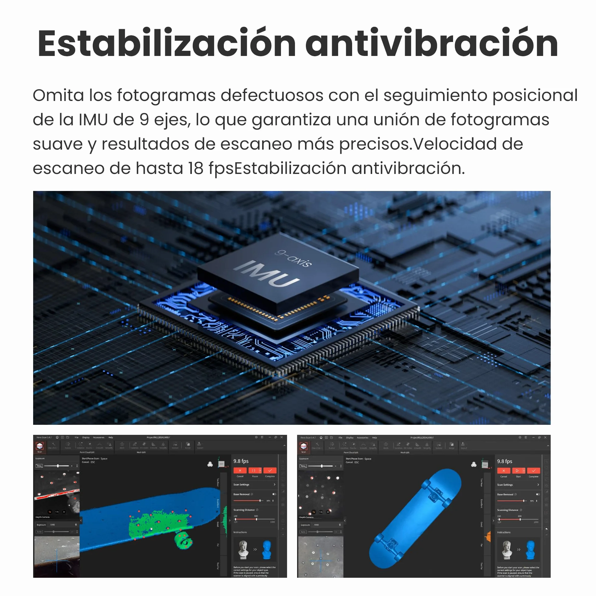 Revopoint POP 3 Plus Scanner 3D para impresión 3D, escaneo en color para objetos medianos, escáner de mano con precisión de 0,04 mm y velocidad, compatible con Android/iOS/Win10&11/macOS, Estándar