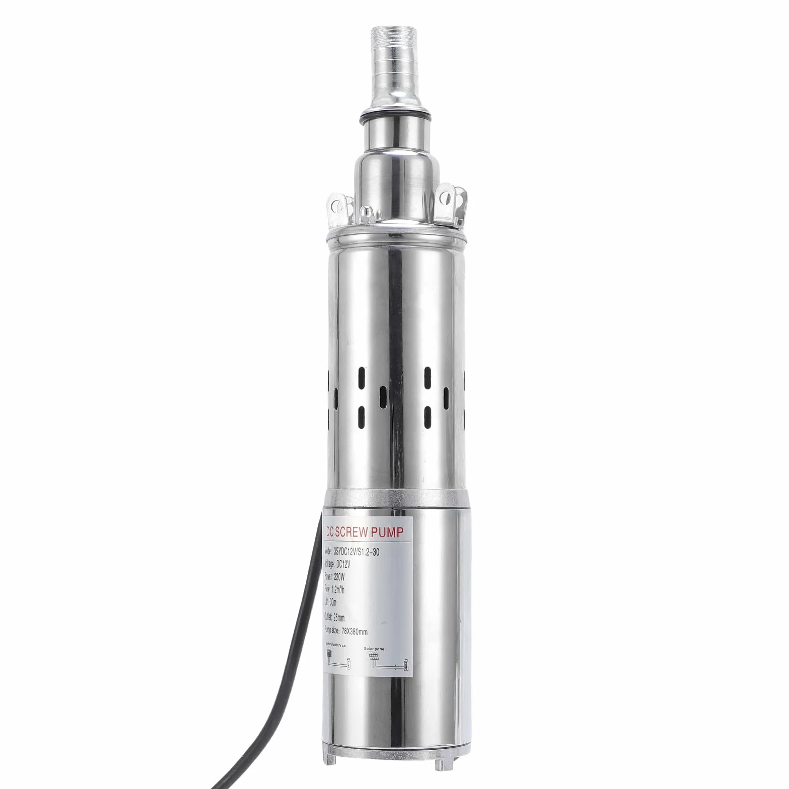 Hyuduo Bomba Sumergible Solar, Bomba de Agua de Pozo Profundo de Acero Inoxidable de 220 W con Cabezal de 98 Pies para Riego y Camping