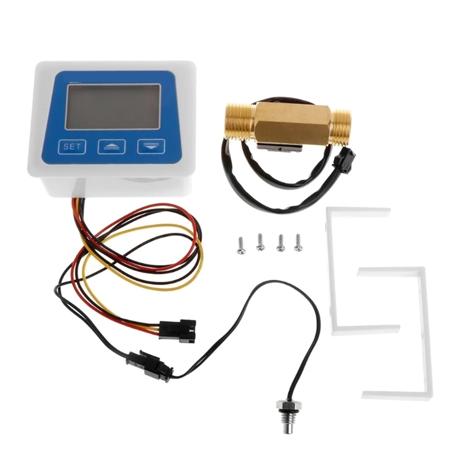 Contador de agua con entrada de latón. Medidor de Sensor de Flujo de Agua con pantalla LCD Digital, medidor de flujo, totámetro, registro de tiempo de temperatura con Sensor de flujo G1/2"