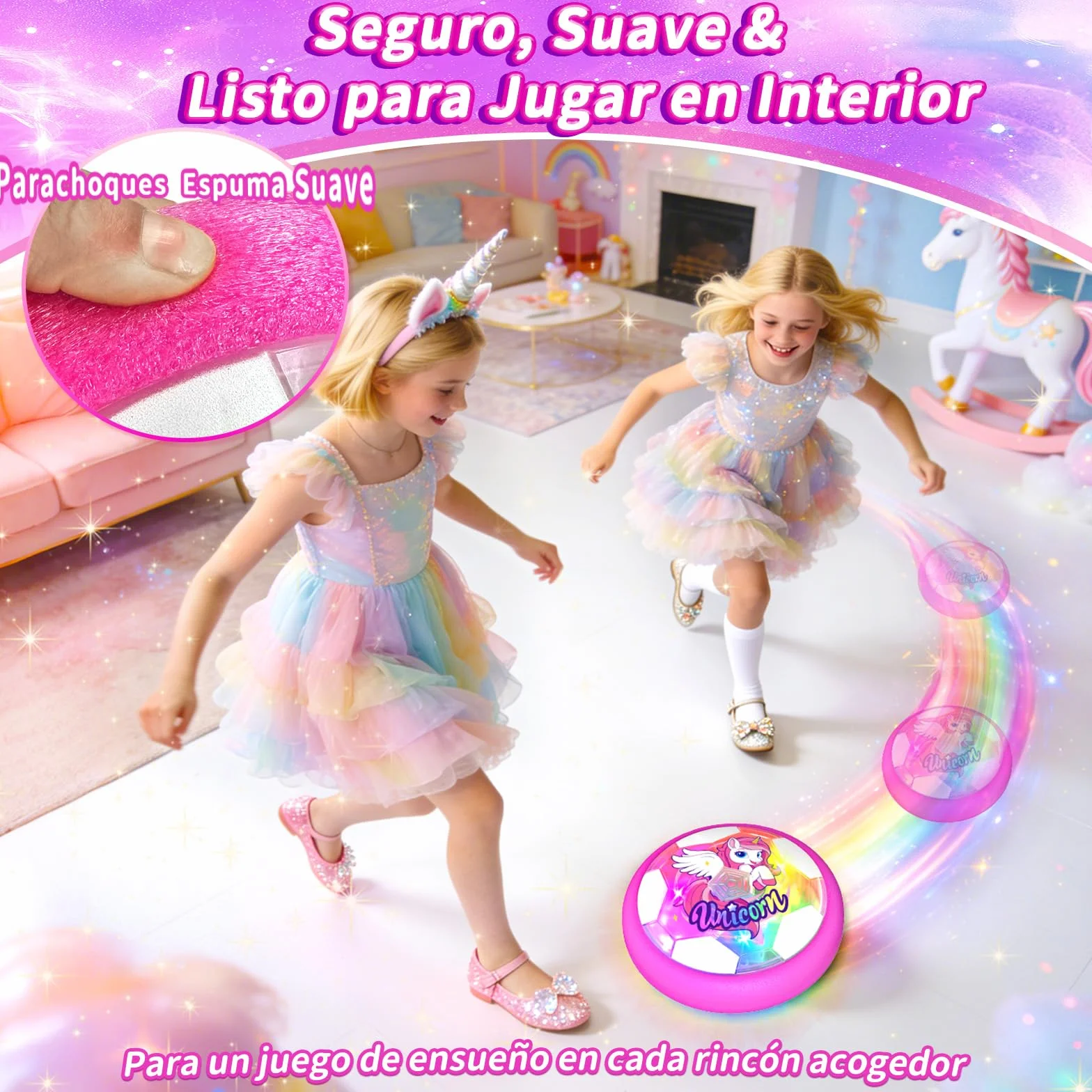 Unicornio Balon Futbol Luminosos Juguetes Niños 4-12 Años Air Power Football Flotante Regalo Navidad Cumpleaños