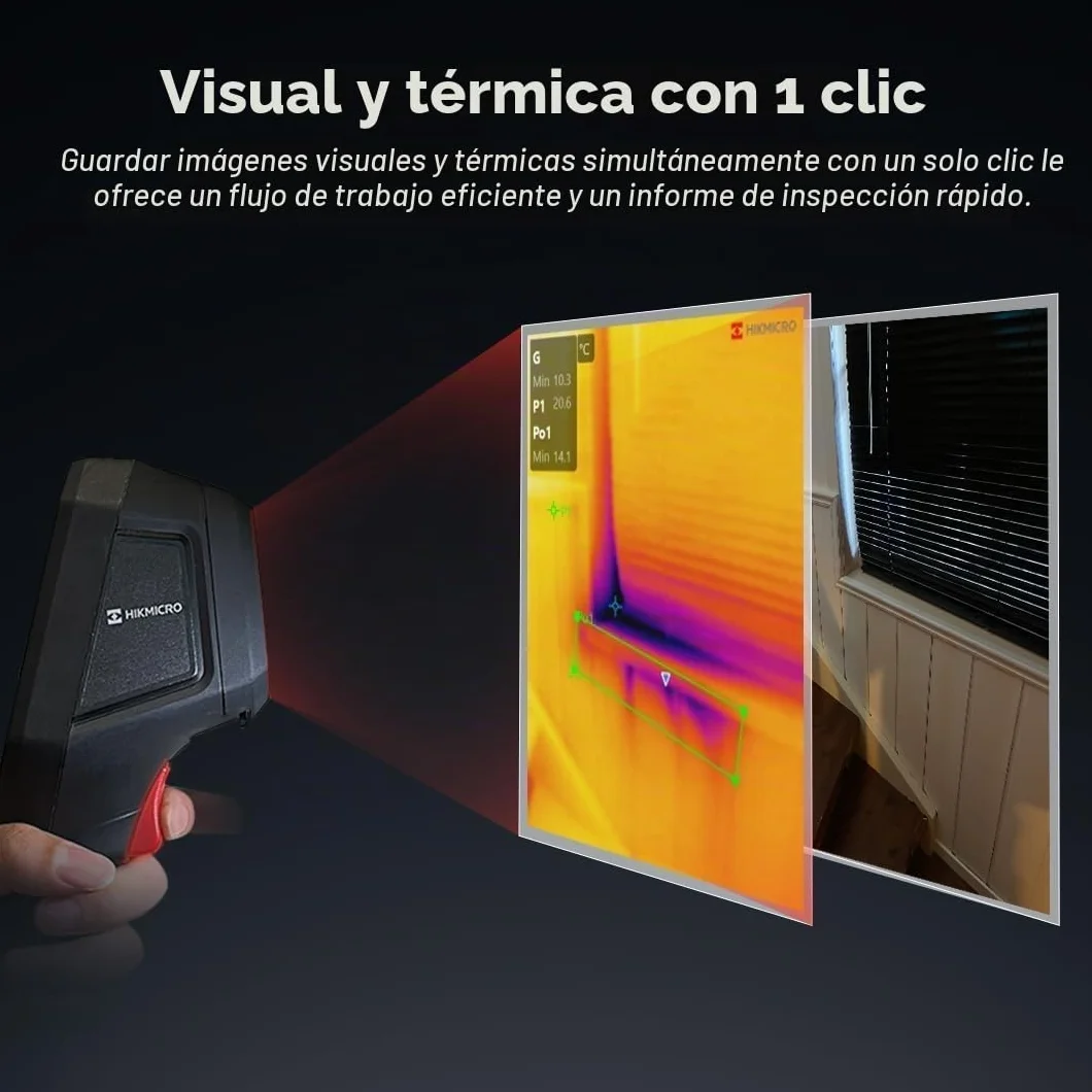 HIKMICRO B10 Cámara termográfica de resolución IR de 256 x 192 con cámara visual de 2 MP, medición de pantalla completa, 25 Hz Cámara térmica con pantalla LCD de 3,2",IP54, rango -4 °F~1022 °F