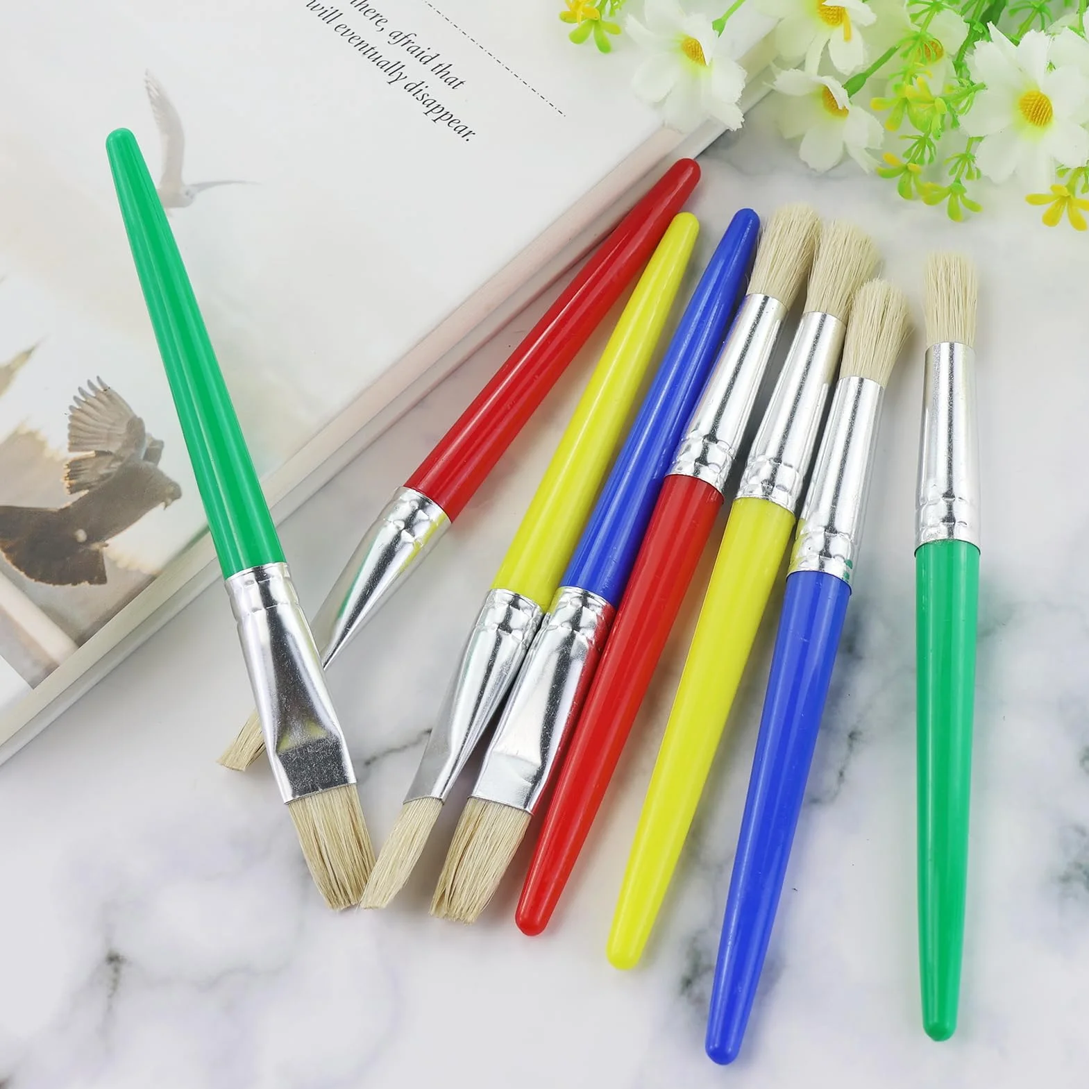 Pinceles de pintura para niños, redondo, preescolar, principiantes, 8 piezas